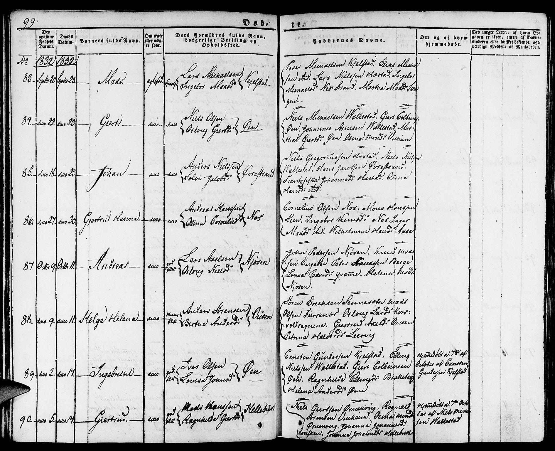Gaular sokneprestembete, SAB/A-80001/H/Haa: Parish register (official) no. A 3, 1821-1840, p. 99