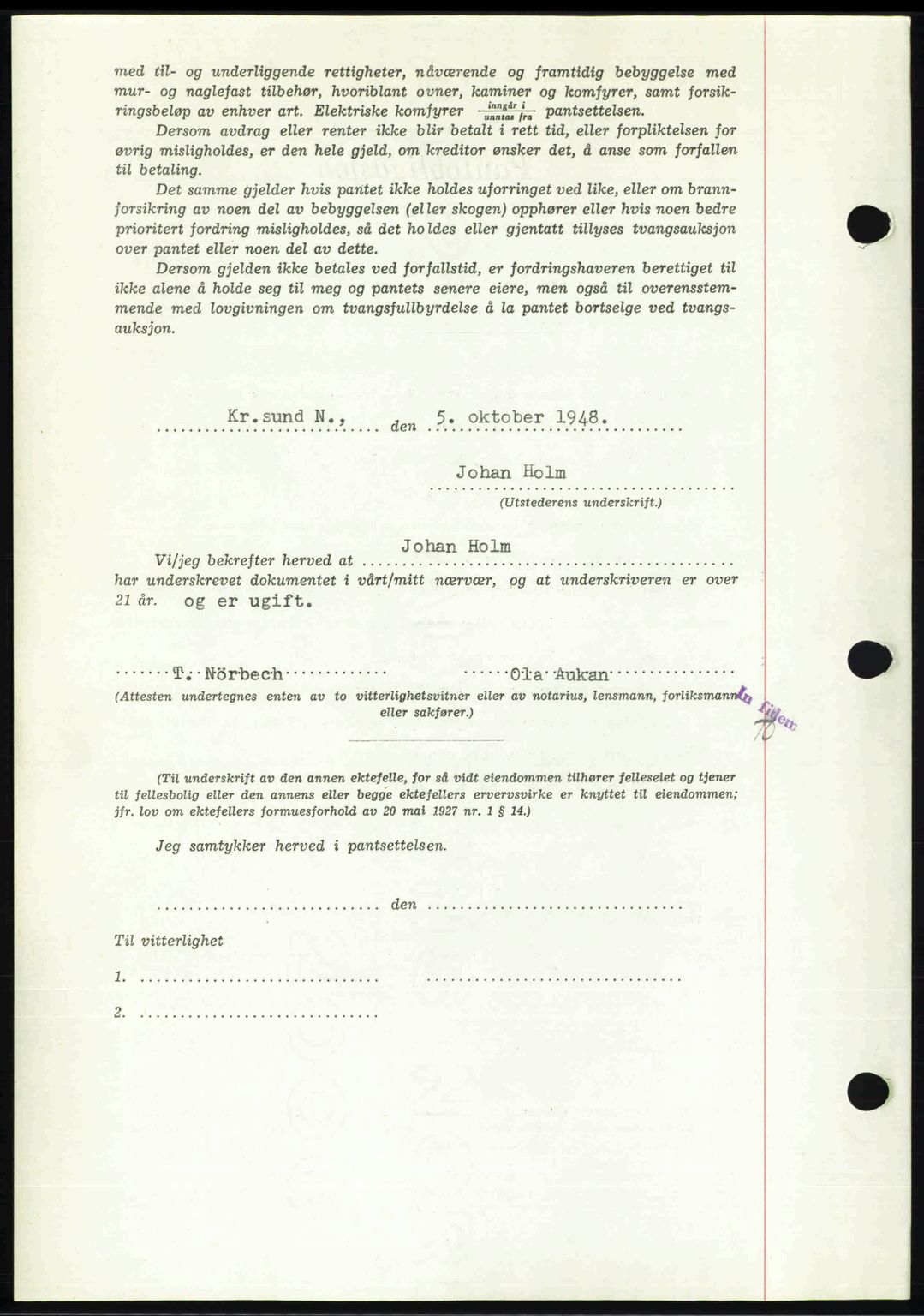 Kristiansund byfogd, AV/SAT-A-4587/A/27: Mortgage book no. 44, 1947-1948, Diary no: : 1340/1948