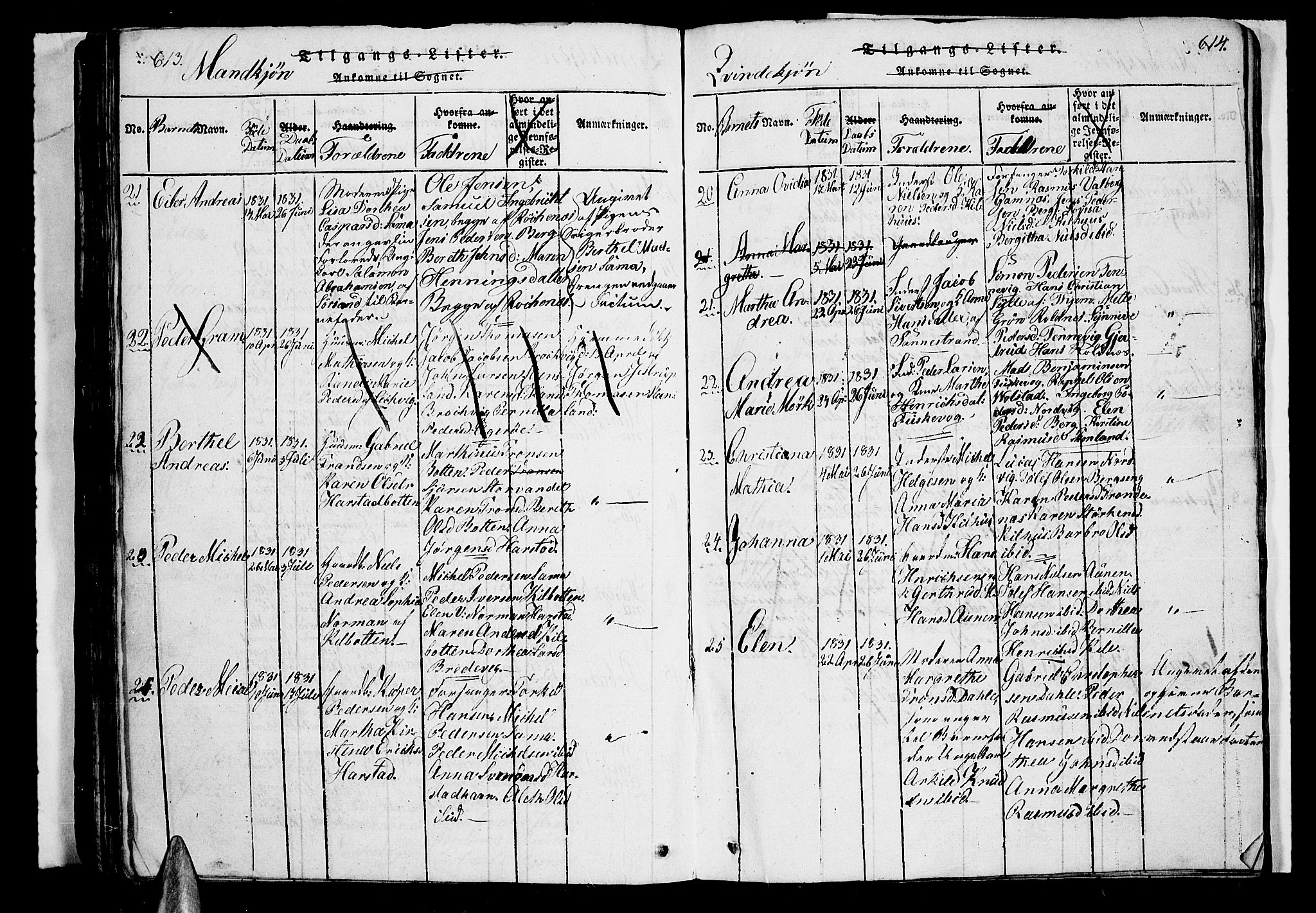 Trondenes sokneprestkontor, AV/SATØ-S-1319/H/Hb/L0003klokker: Parish register (copy) no. 3, 1820-1834, p. 613-614