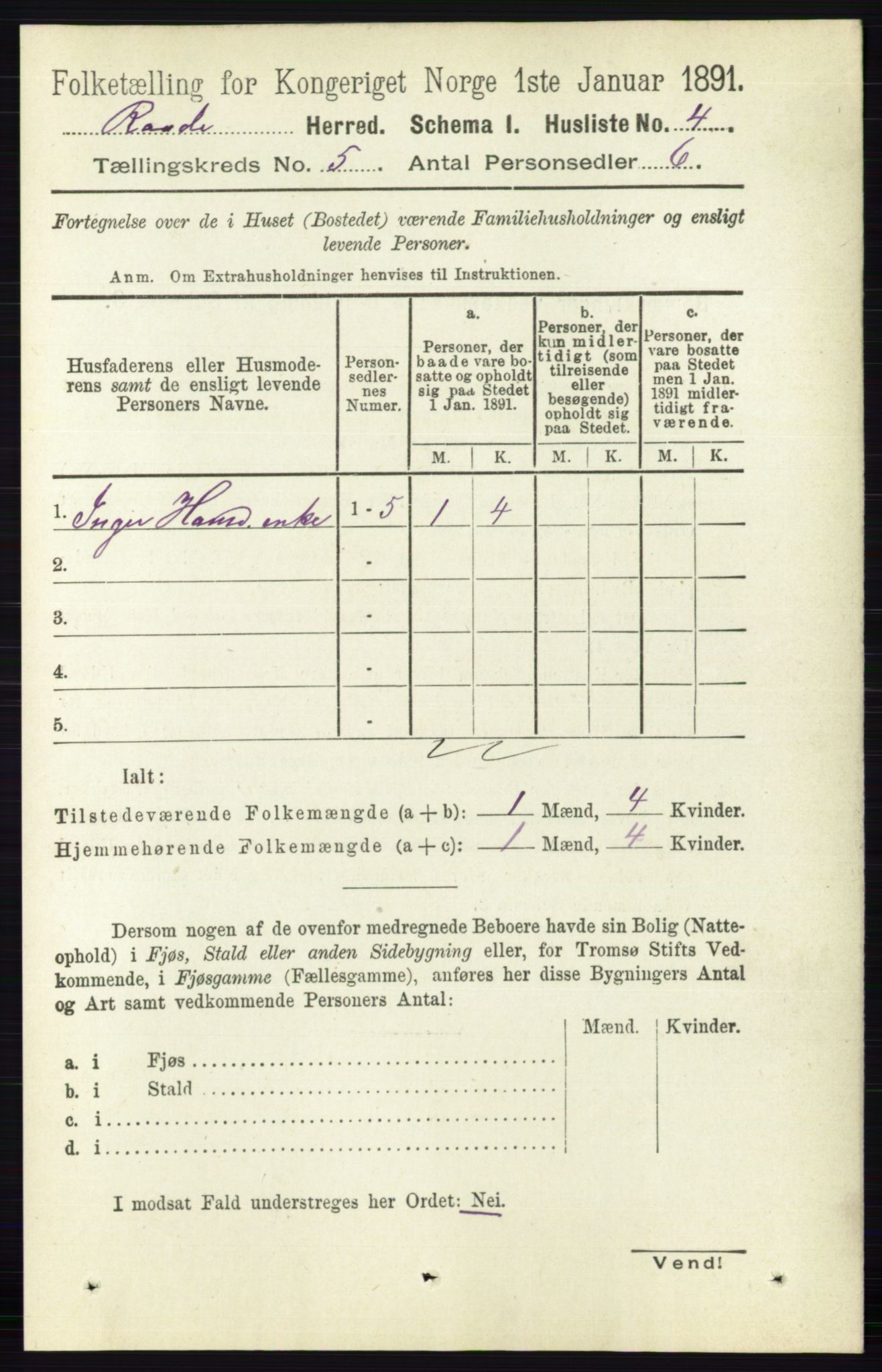 RA, 1891 census for 0135 Råde, 1891, p. 2518