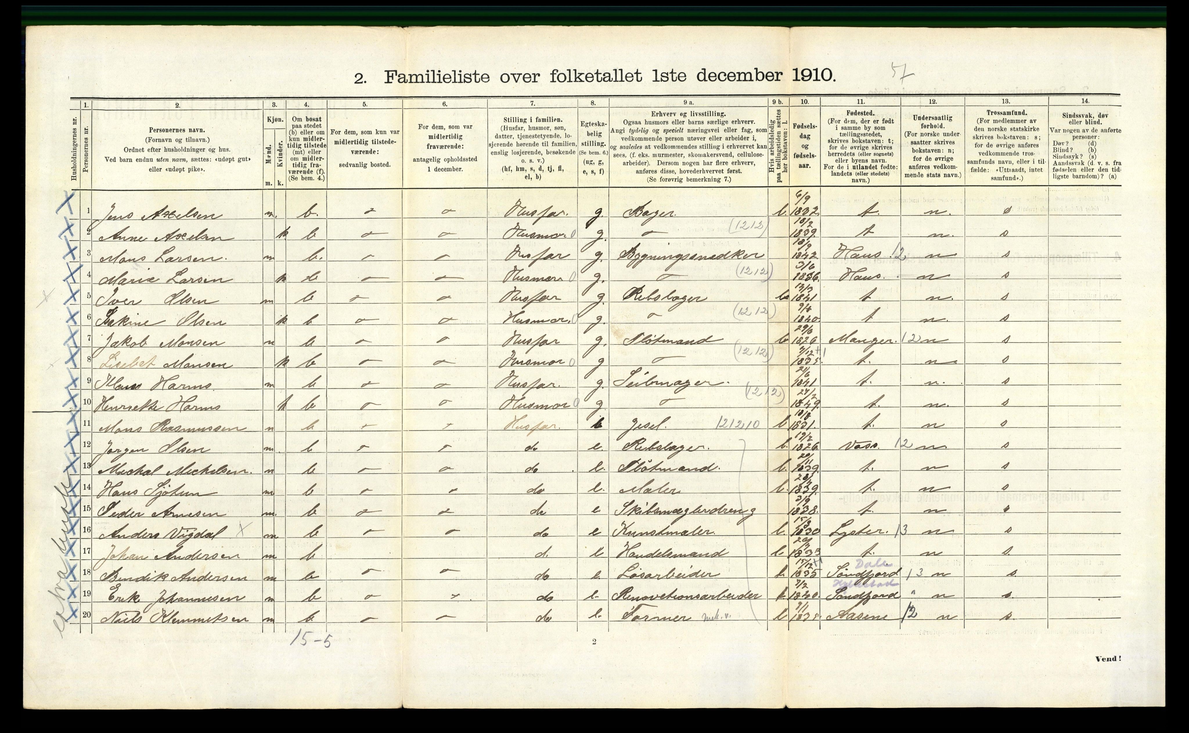 RA, 1910 census for Bergen, 1910, p. 24864