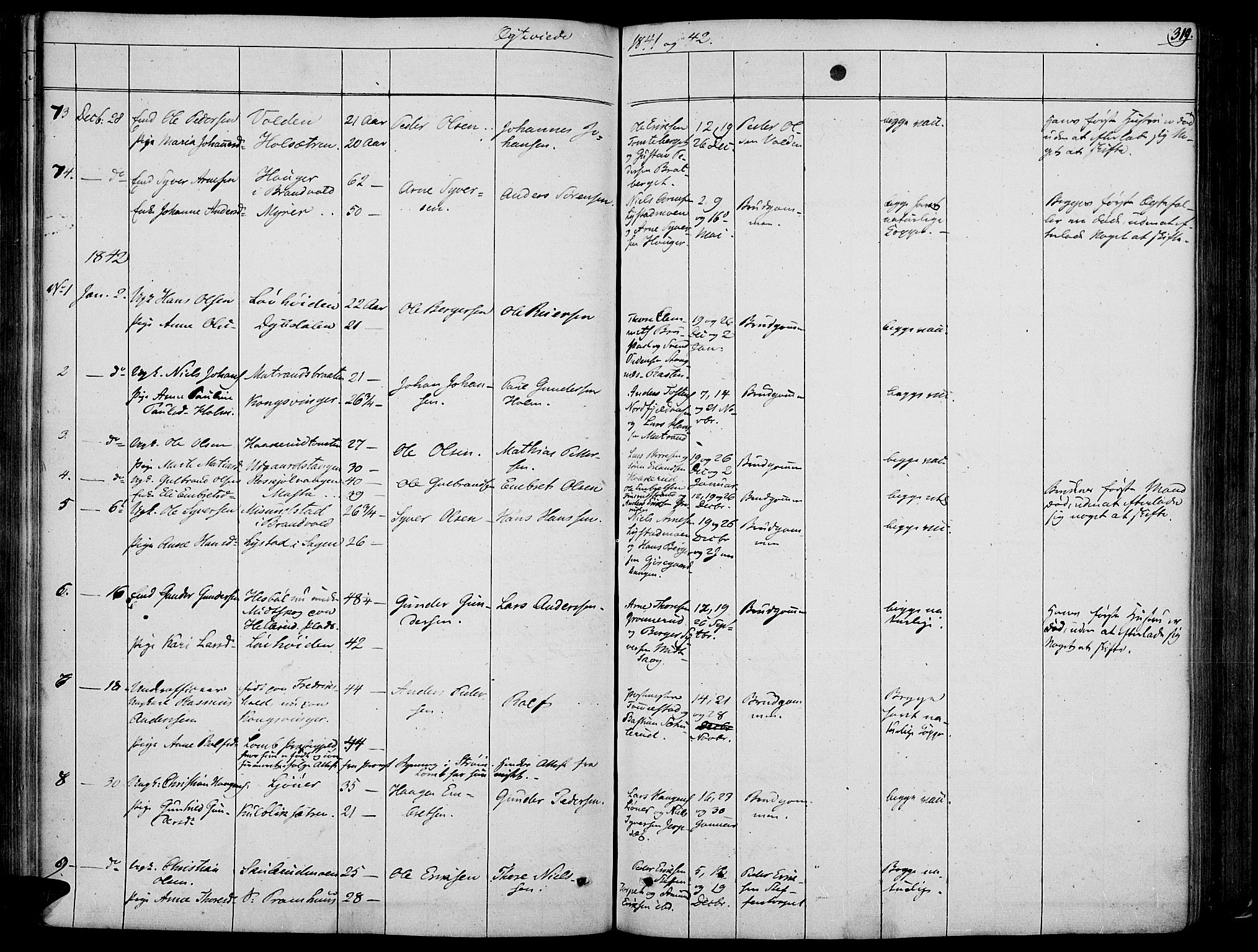 Vinger prestekontor, AV/SAH-PREST-024/H/Ha/Haa/L0008: Parish register (official) no. 8, 1839-1847, p. 319