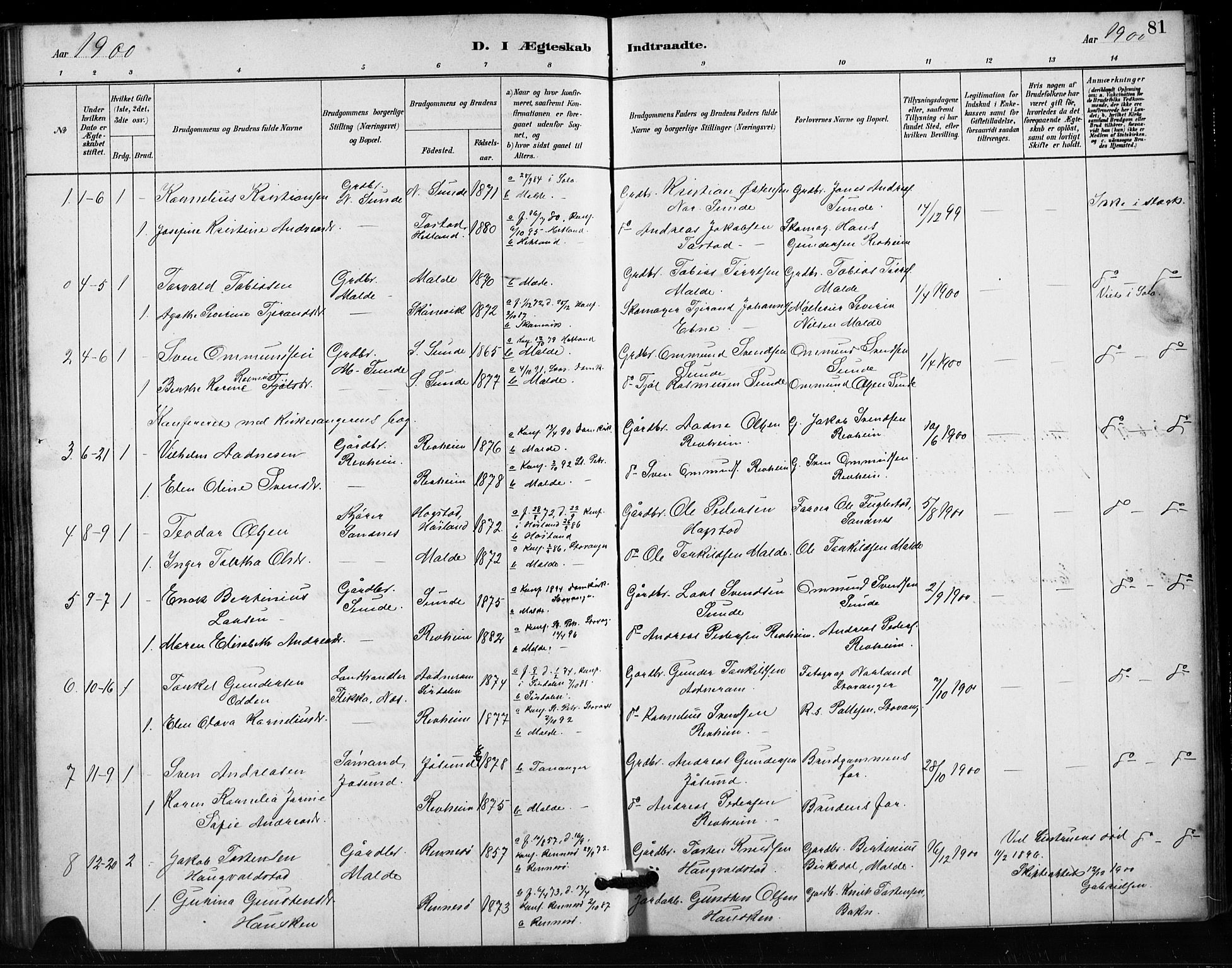 Håland sokneprestkontor, SAST/A-101802/001/30BA/L0011: Parish register (official) no. A 10, 1883-1900, p. 81