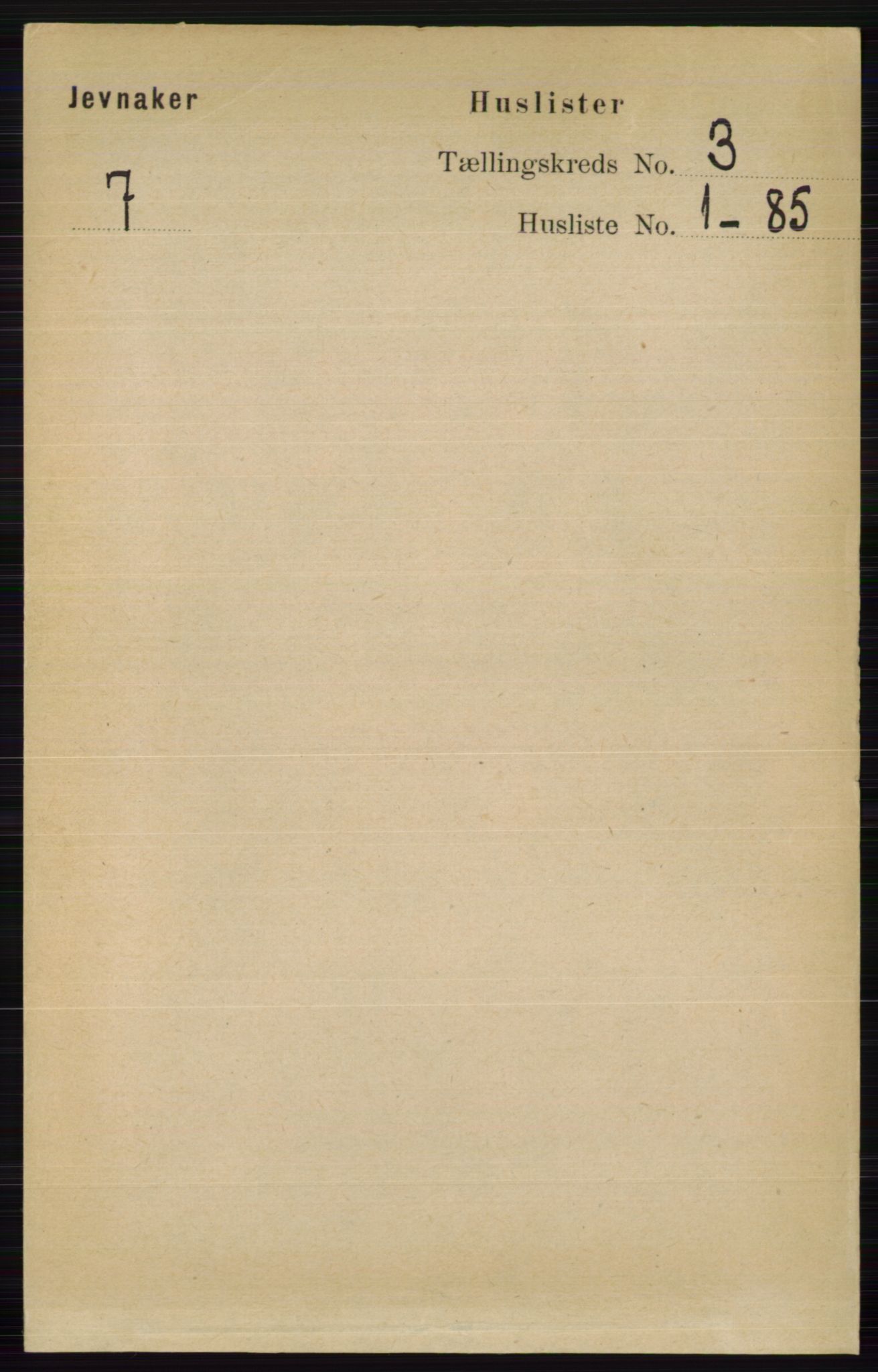 RA, 1891 census for 0532 Jevnaker, 1891, p. 1075