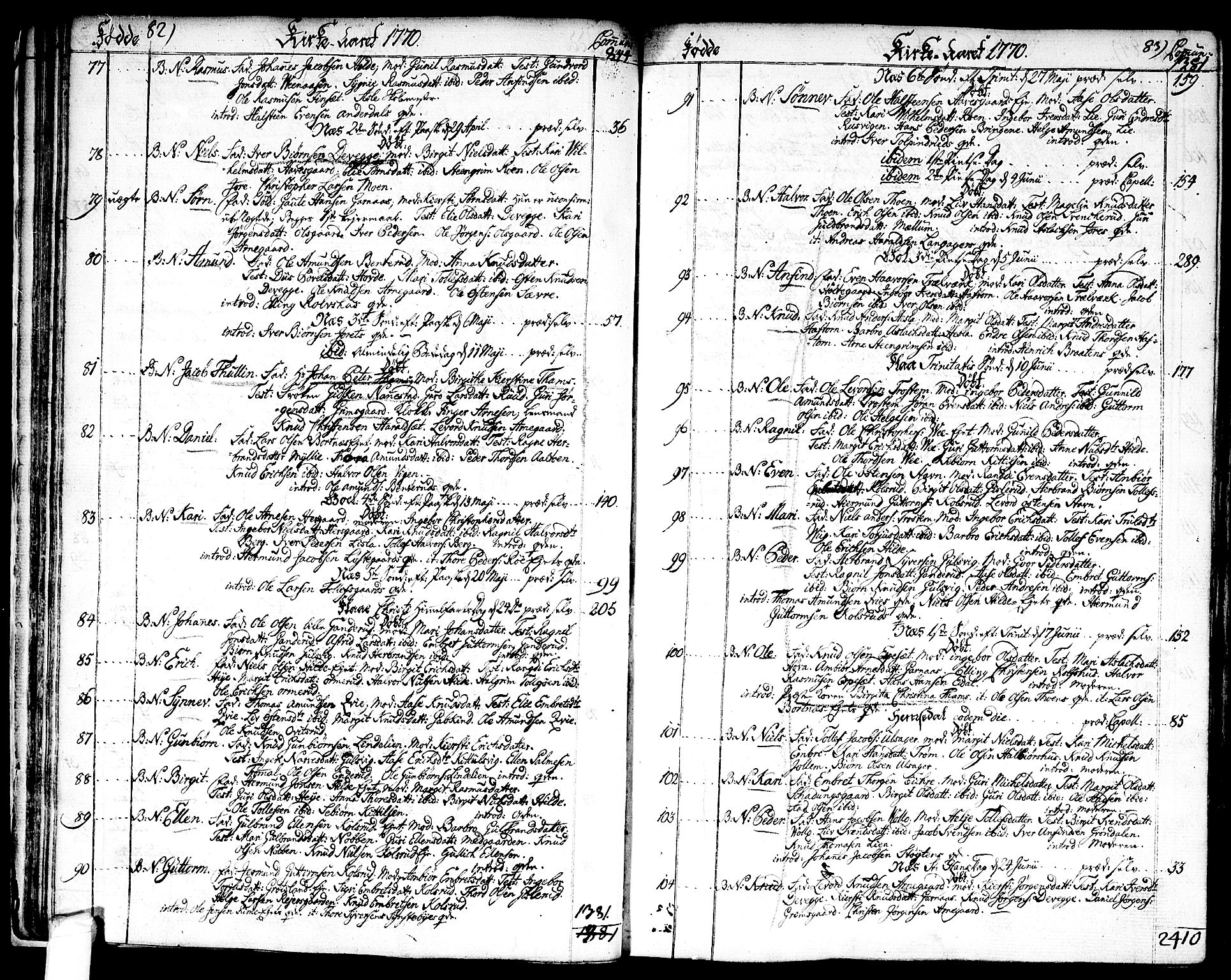 Nes kirkebøker, SAKO/A-236/F/Fa/L0004: Parish register (official) no. 4, 1764-1786, p. 82-83
