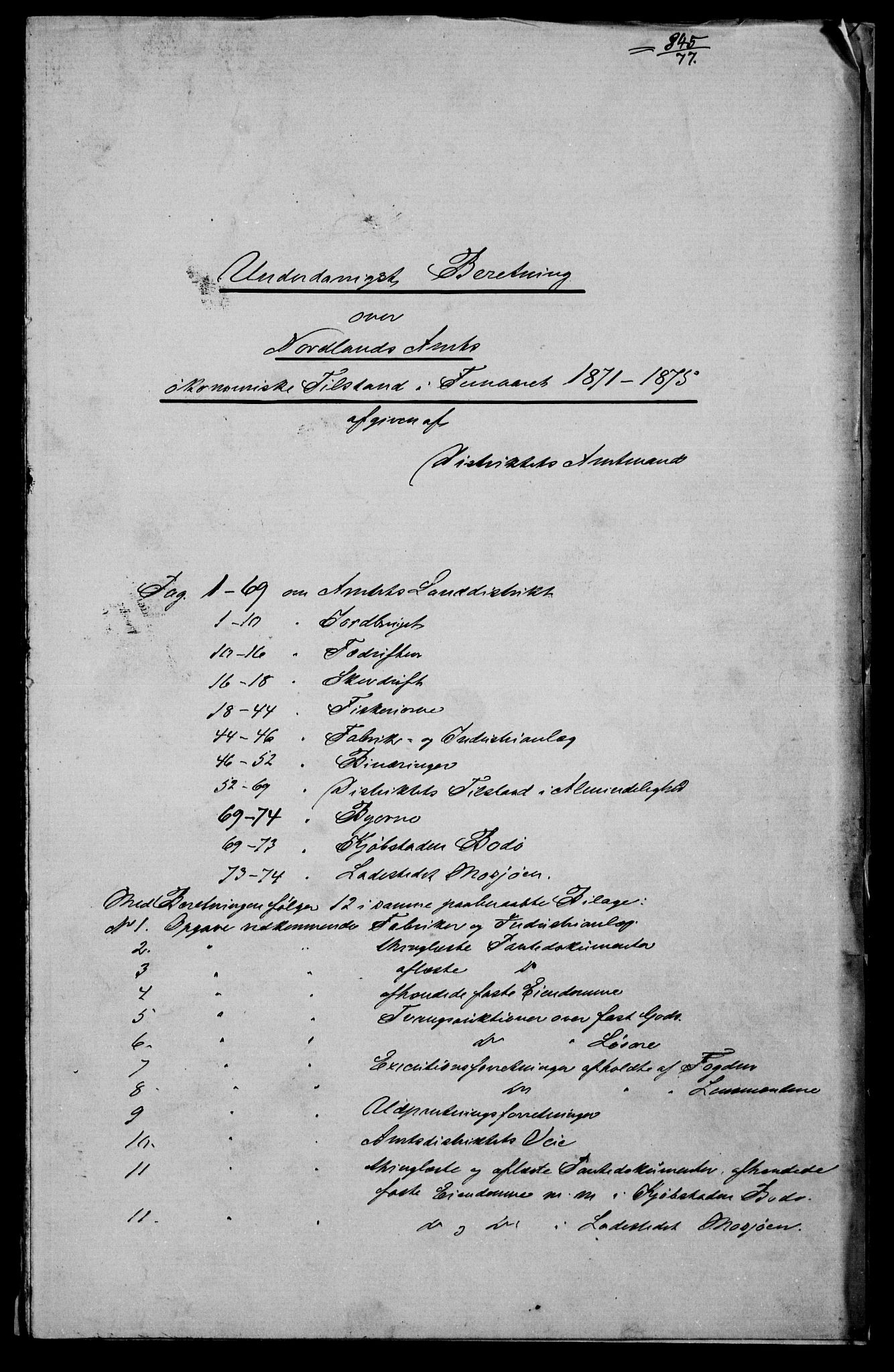 Statistisk sentralbyrå, Næringsøkonomiske emner, Generelt - Amtmennenes femårsberetninger, AV/RA-S-2233/F/Fa/L0047: --, 1871-1875, p. 3