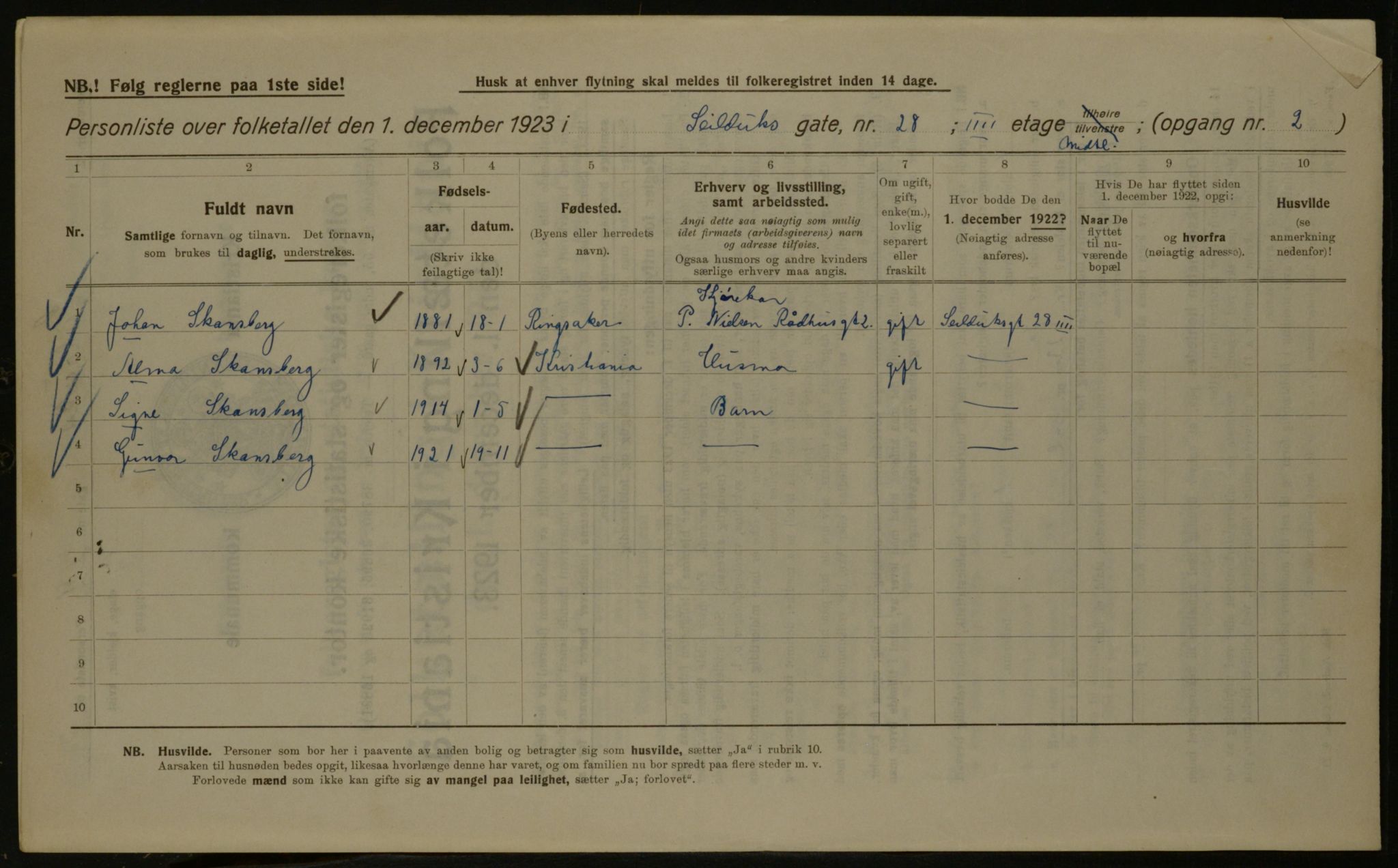 OBA, Municipal Census 1923 for Kristiania, 1923, p. 104763