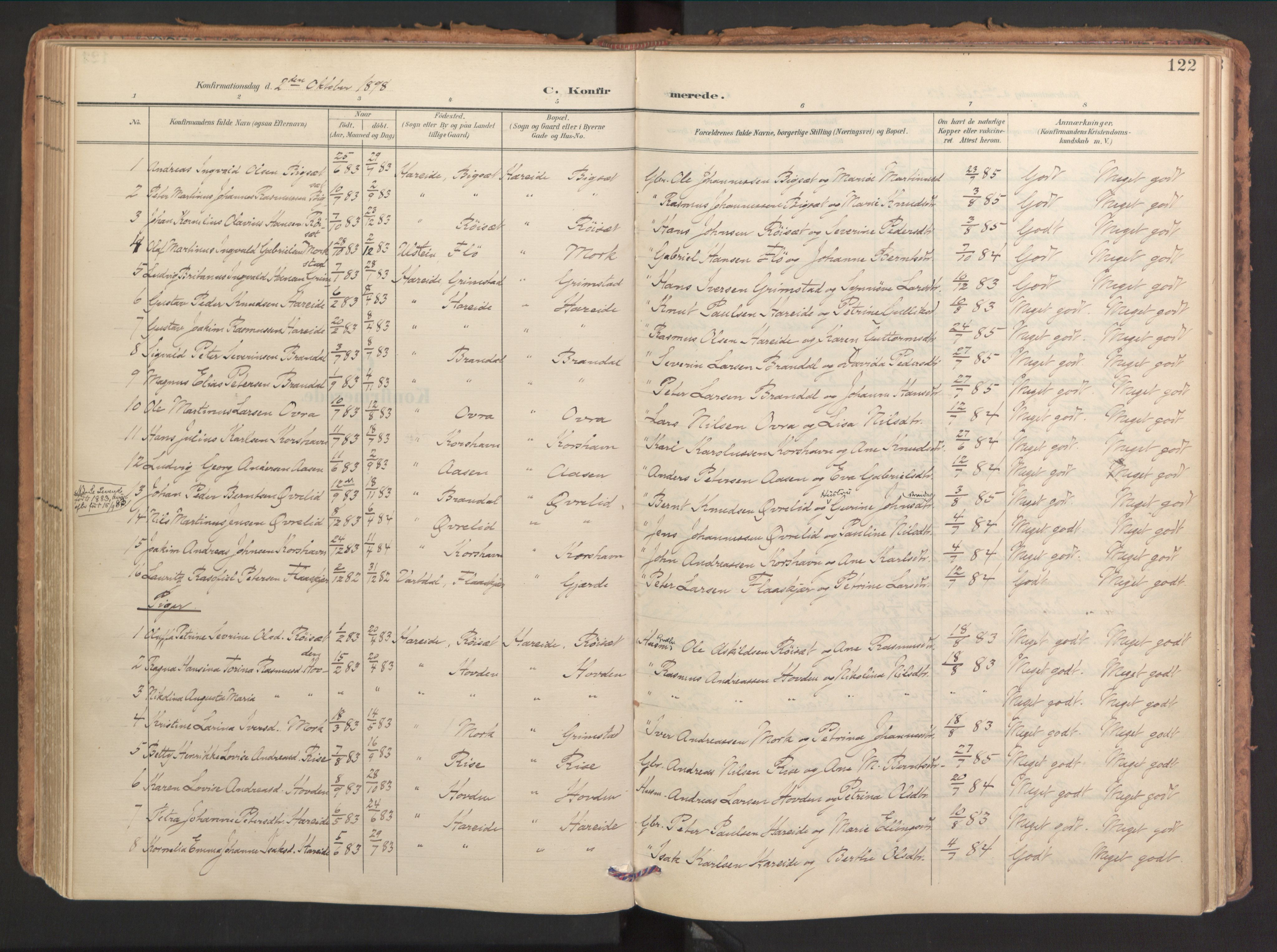 Ministerialprotokoller, klokkerbøker og fødselsregistre - Møre og Romsdal, SAT/A-1454/510/L0123: Parish register (official) no. 510A03, 1898-1922, p. 122