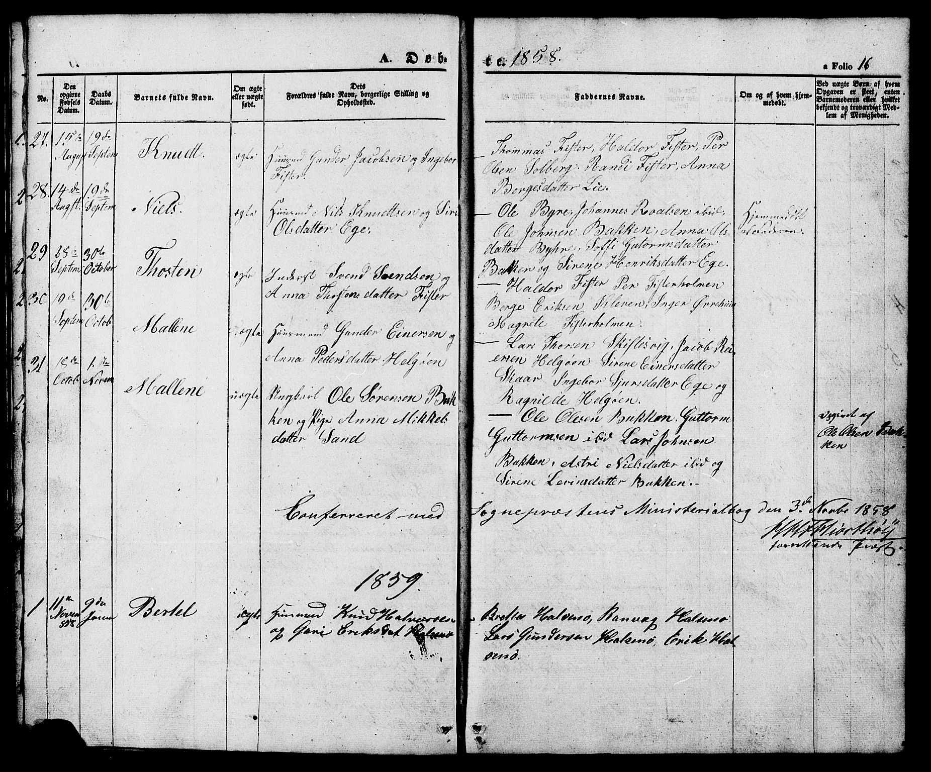 Hjelmeland sokneprestkontor, SAST/A-101843/01/V/L0005: Parish register (copy) no. B 5, 1853-1892, p. 16