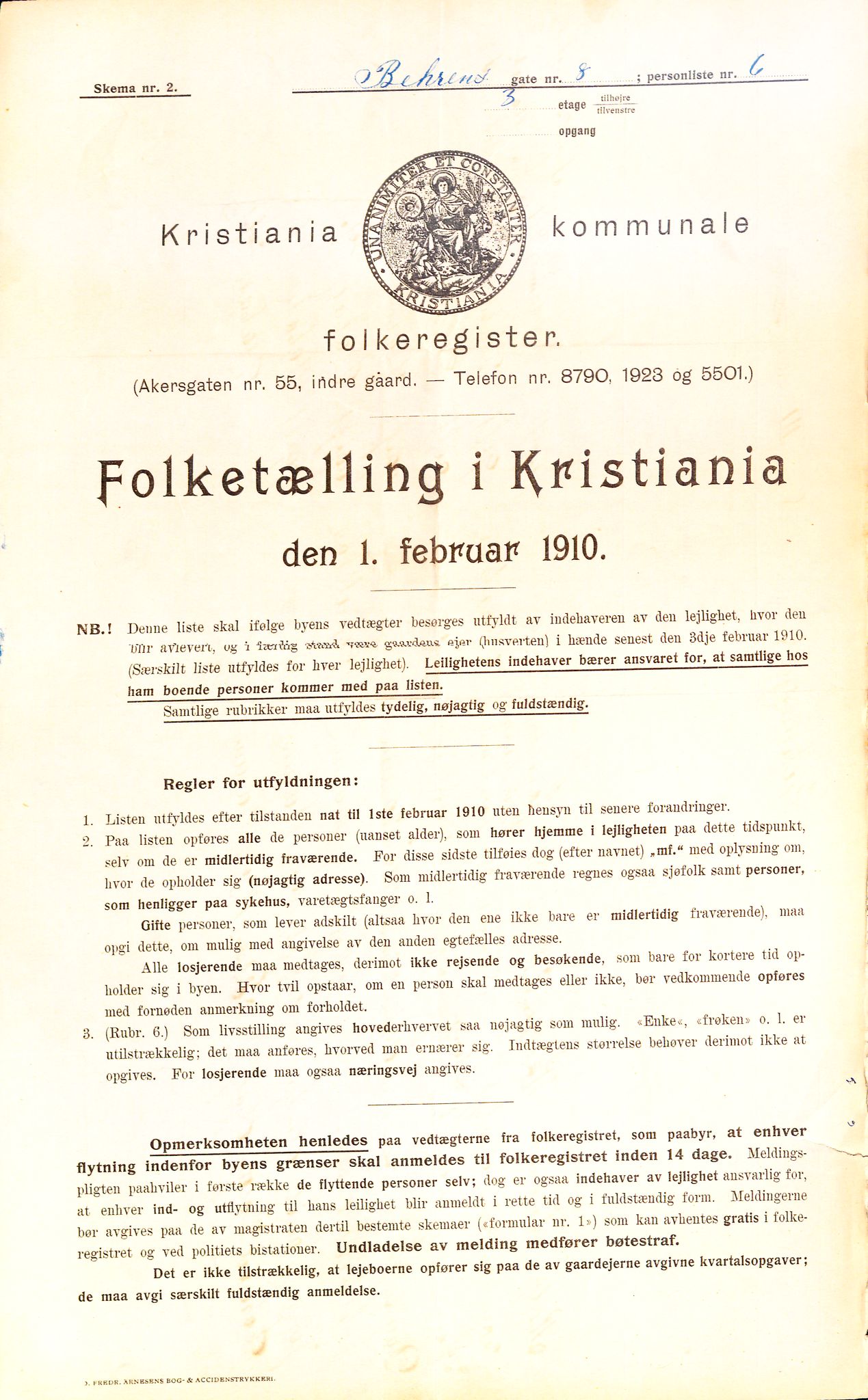 OBA, Municipal Census 1910 for Kristiania, 1910, p. 3317