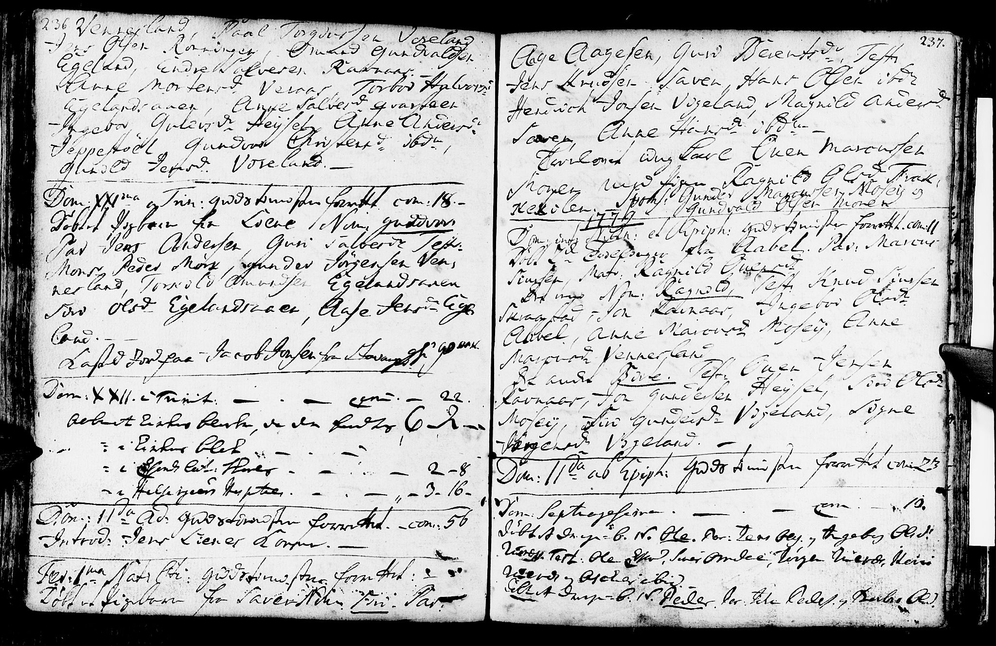 Vennesla sokneprestkontor, AV/SAK-1111-0045/Fa/Fab/L0001: Parish register (official) no. A 1, 1741-1794, p. 236-237