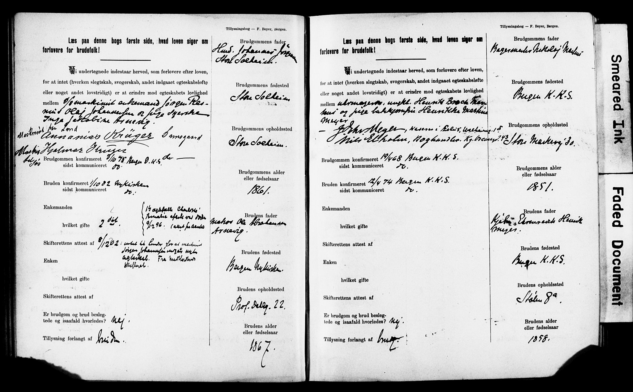 Mariakirken Sokneprestembete, AV/SAB-A-76901: Best man's statements no. II.5.2, 1901-1909, p. 38