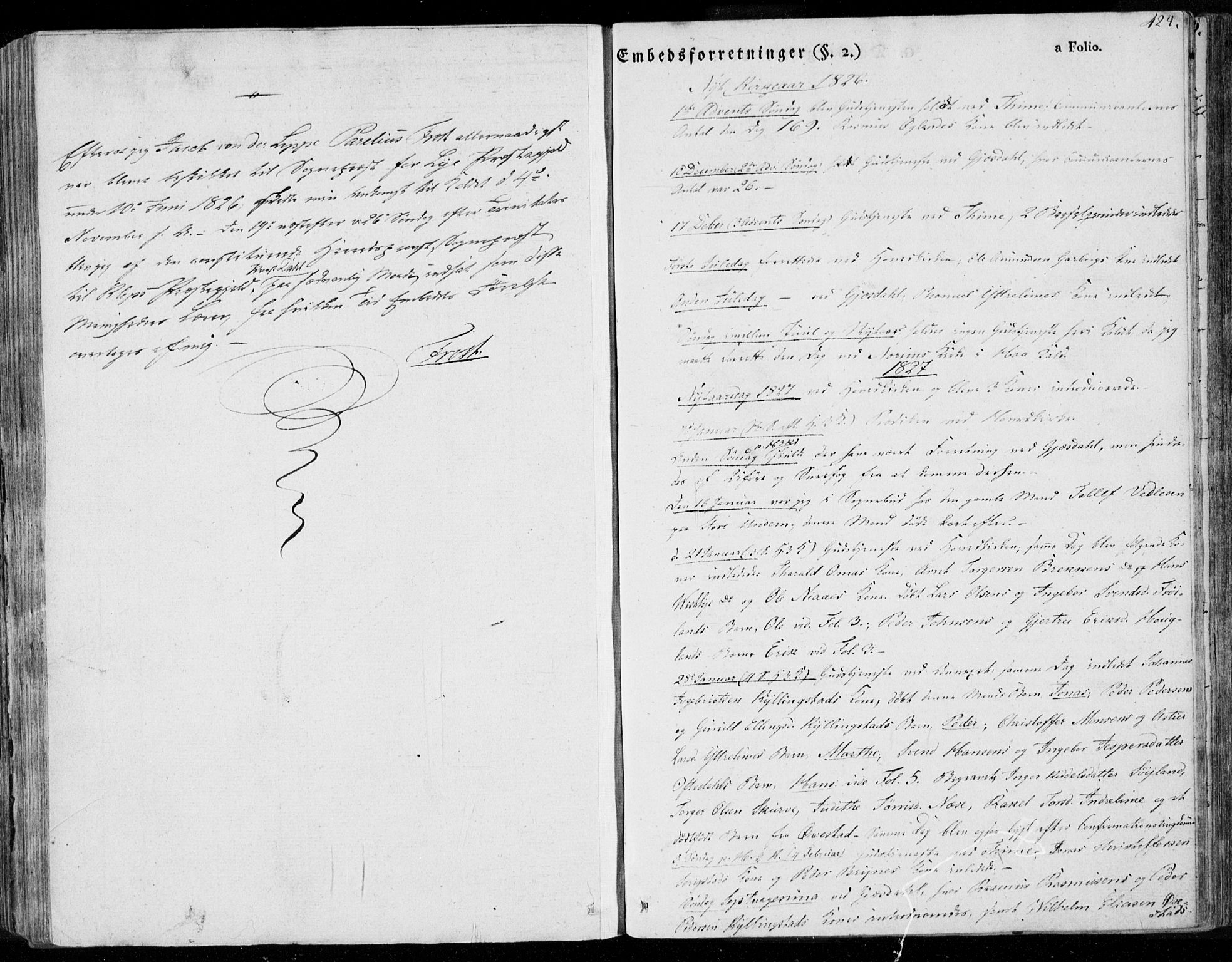 Lye sokneprestkontor, SAST/A-101794/001/30BA/L0004: Parish register (official) no. A 4, 1826-1841, p. 424