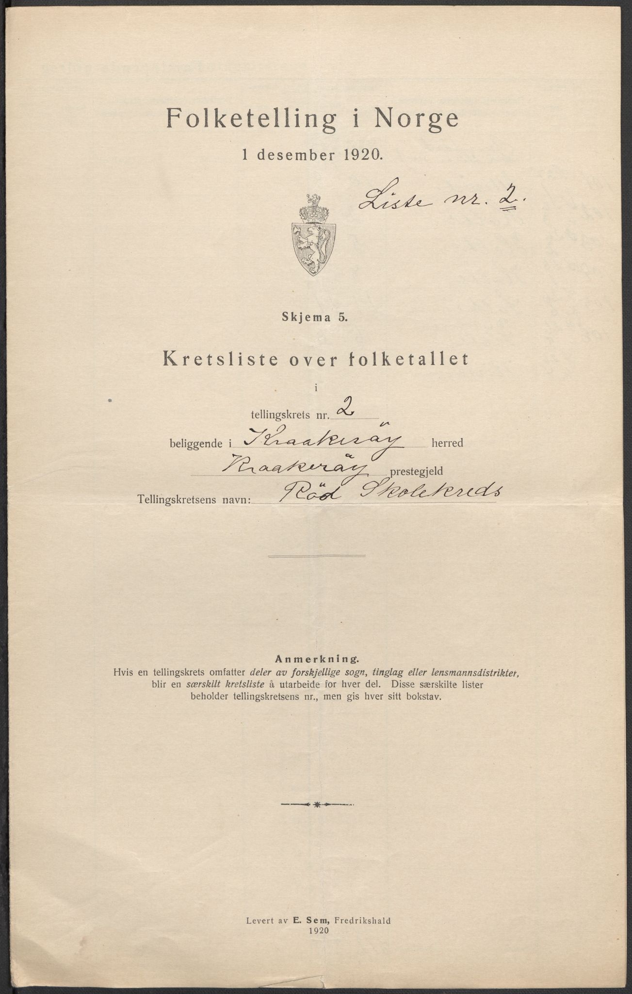 SAO, 1920 census for Kråkerøy, 1920, p. 13