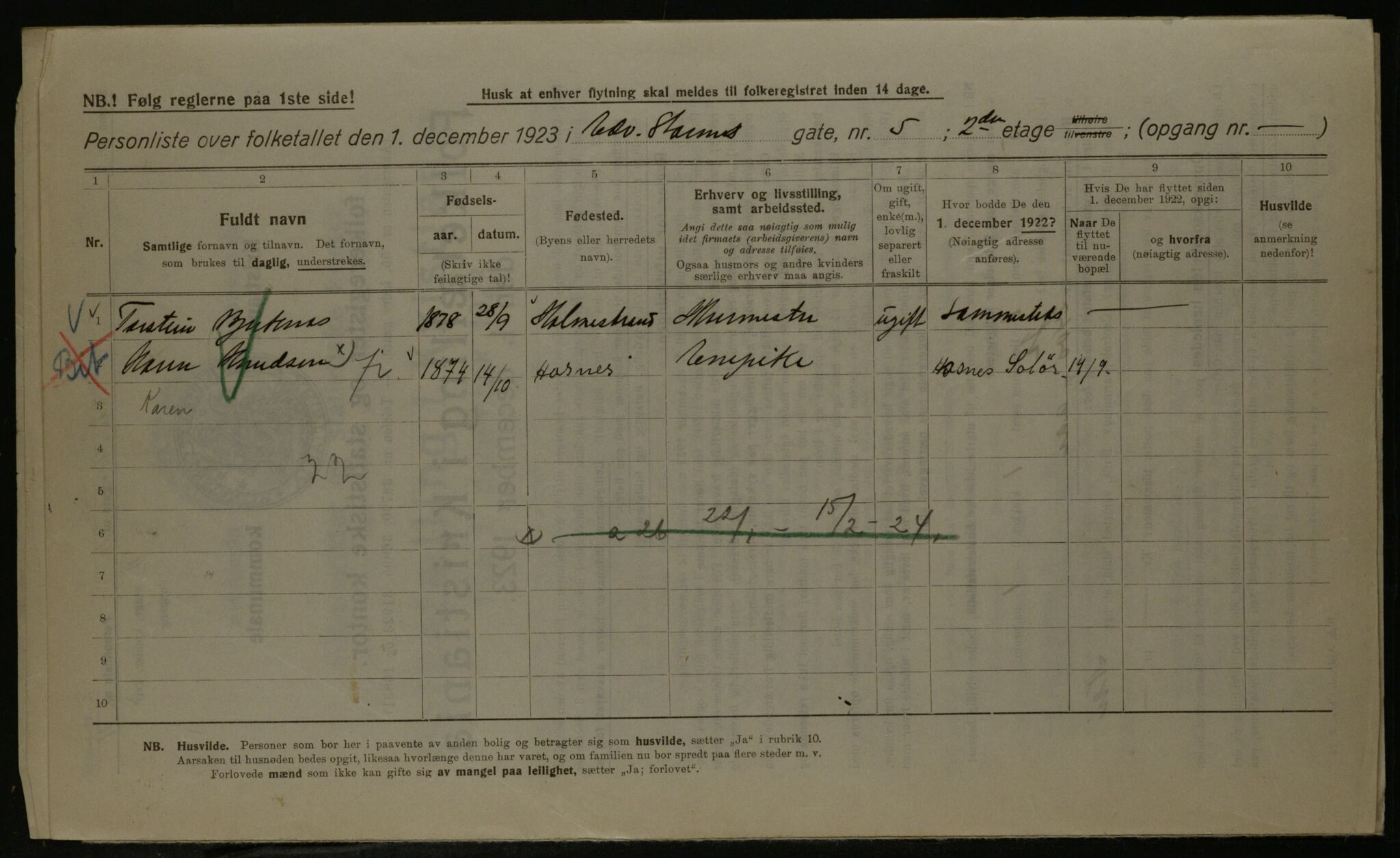 OBA, Municipal Census 1923 for Kristiania, 1923, p. 20939