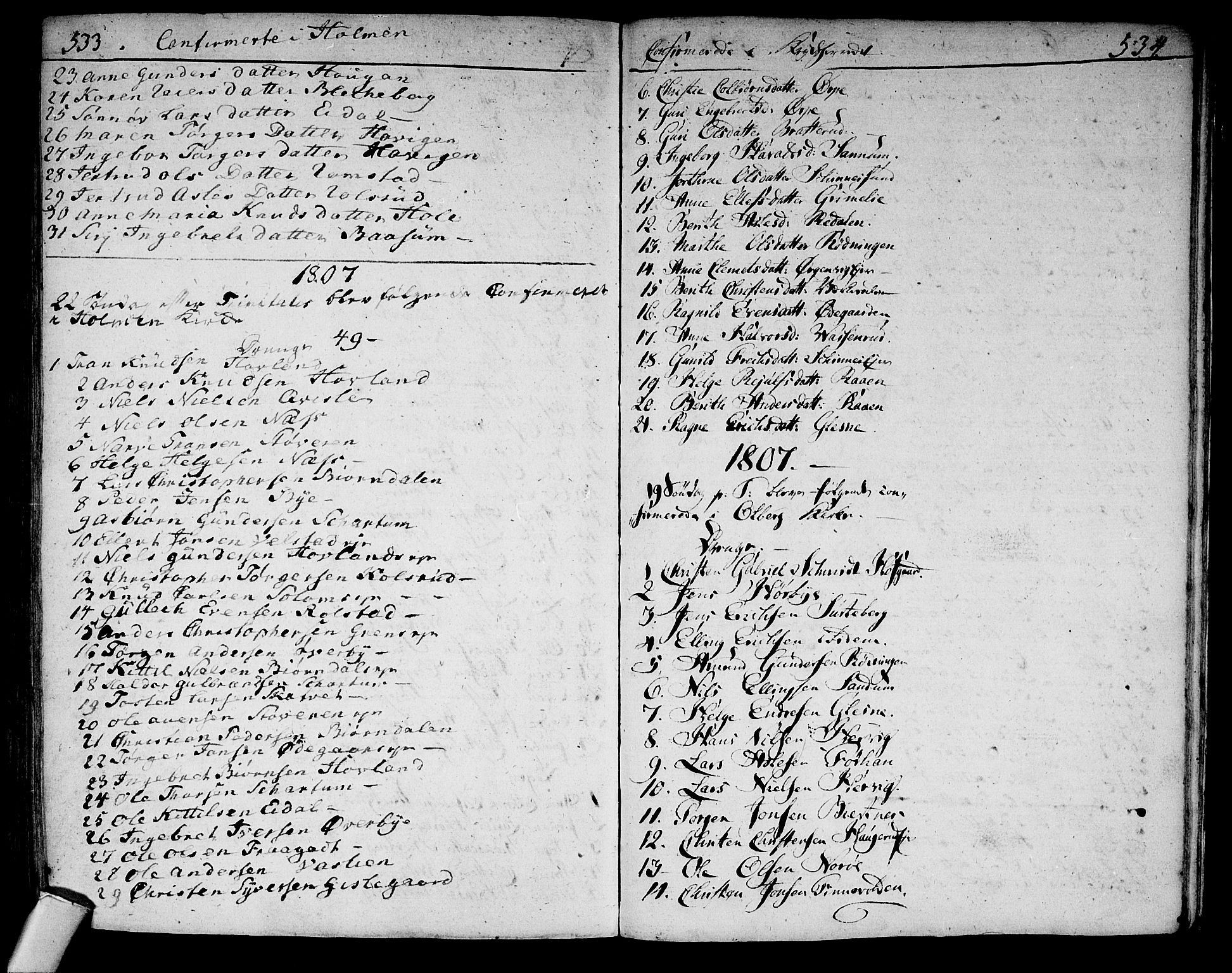 Sigdal kirkebøker, SAKO/A-245/F/Fa/L0003: Parish register (official) no. I 3, 1793-1811, p. 533-534