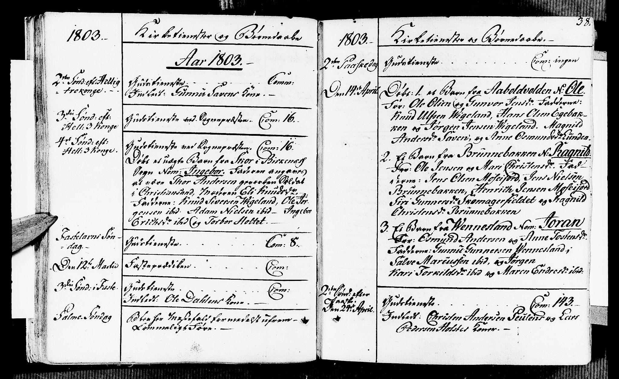 Vennesla sokneprestkontor, SAK/1111-0045/Fa/Fab/L0002: Parish register (official) no. A 2, 1794-1834, p. 38