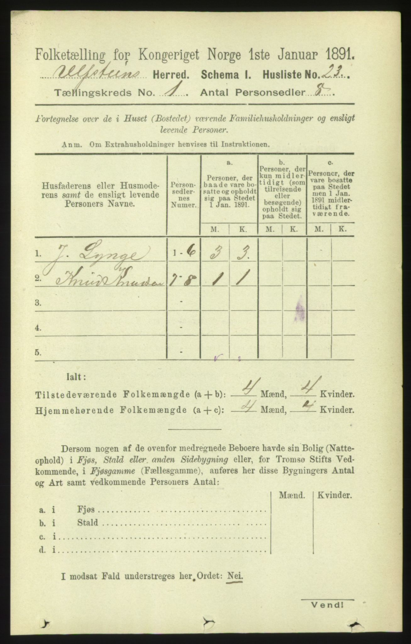 RA, 1891 census for 1516 Ulstein, 1891, p. 52