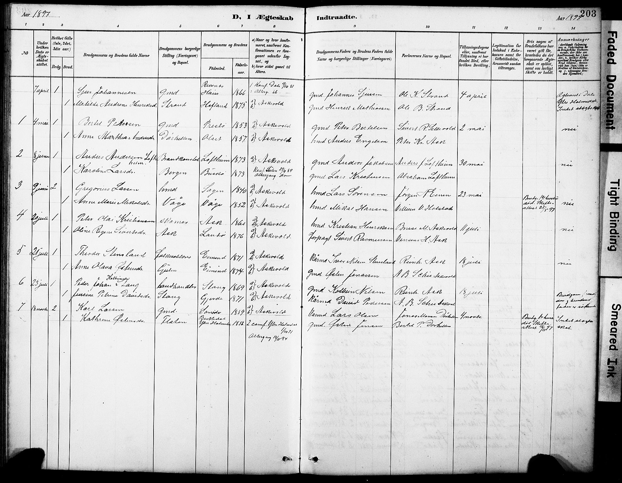 Askvoll sokneprestembete, SAB/A-79501/H/Hab/Haba/L0003: Parish register (copy) no. A 3, 1886-1928, p. 203