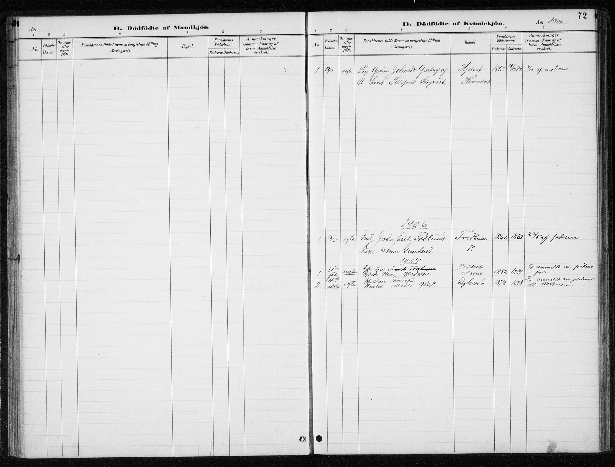 Ministerialprotokoller, klokkerbøker og fødselsregistre - Nord-Trøndelag, SAT/A-1458/710/L0096: Parish register (copy) no. 710C01, 1892-1925, p. 72