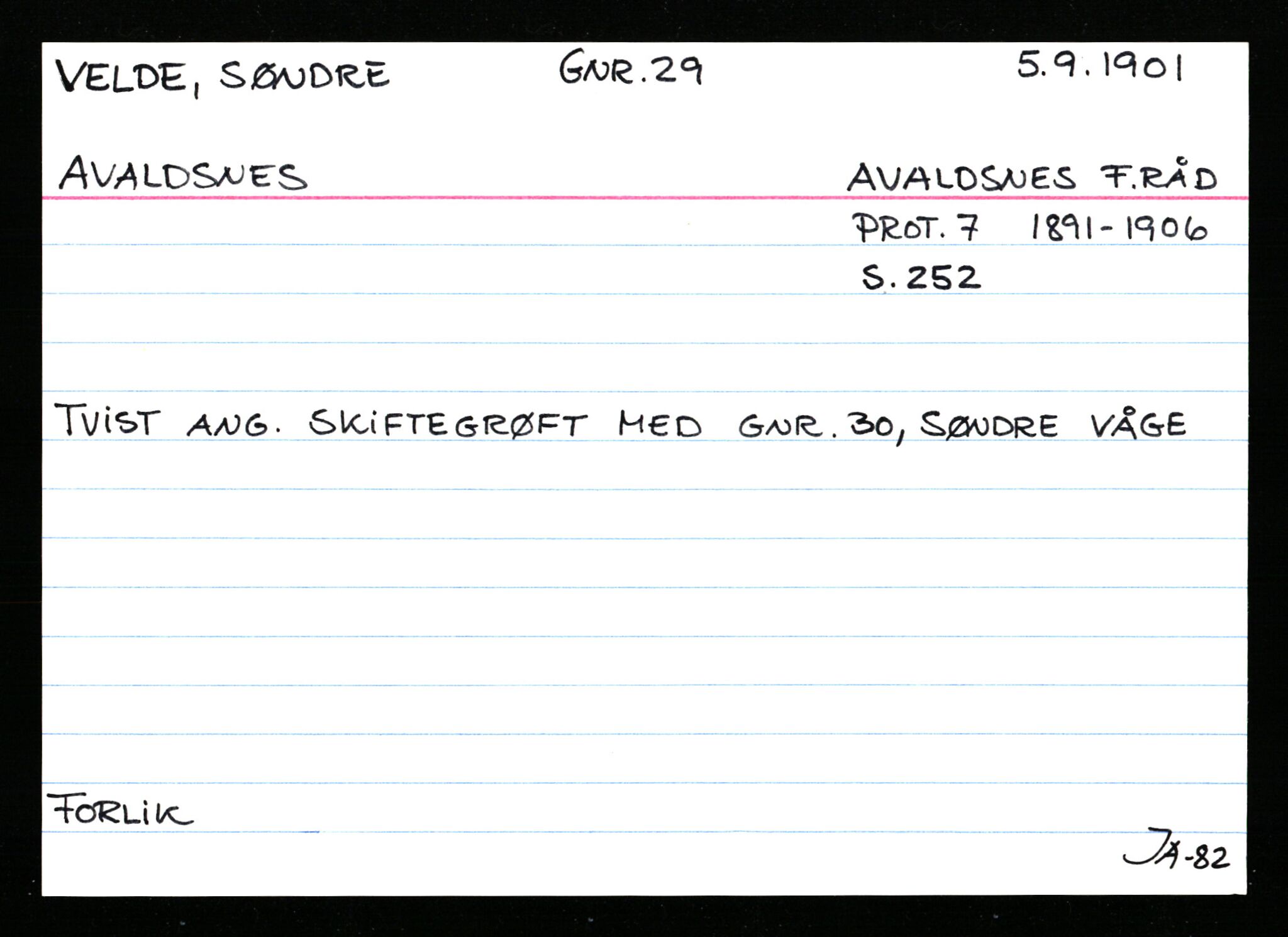 Statsarkivet i Stavanger, AV/SAST-A-101971/03/Y/Ym/L0065: Åstedskort sortert etter gårdsnavn: Vatland - Vervig, 1600-1950, p. 558