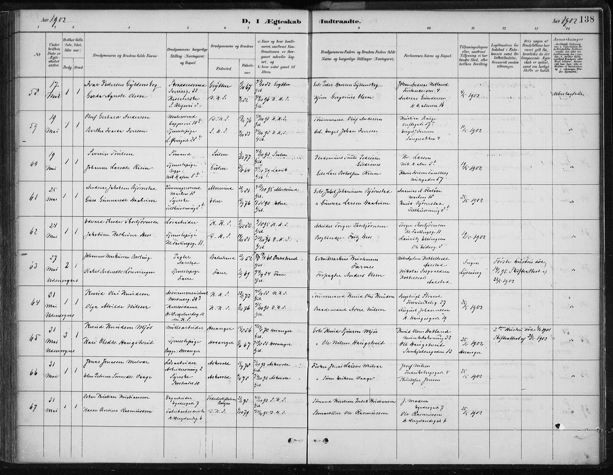 Korskirken sokneprestembete, SAB/A-76101/H/Hab: Parish register (copy) no. D 3, 1887-1906, p. 138