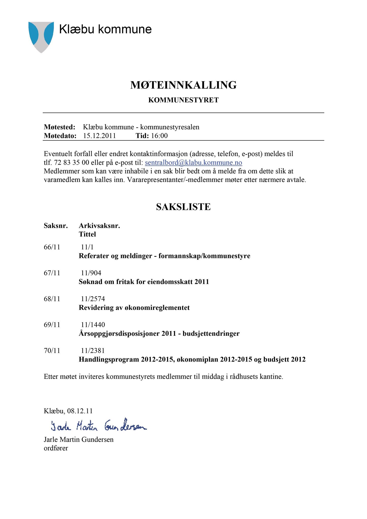 Klæbu Kommune, TRKO/KK/01-KS/L004: Kommunestyret - Møtedokumenter, 2011, p. 2344