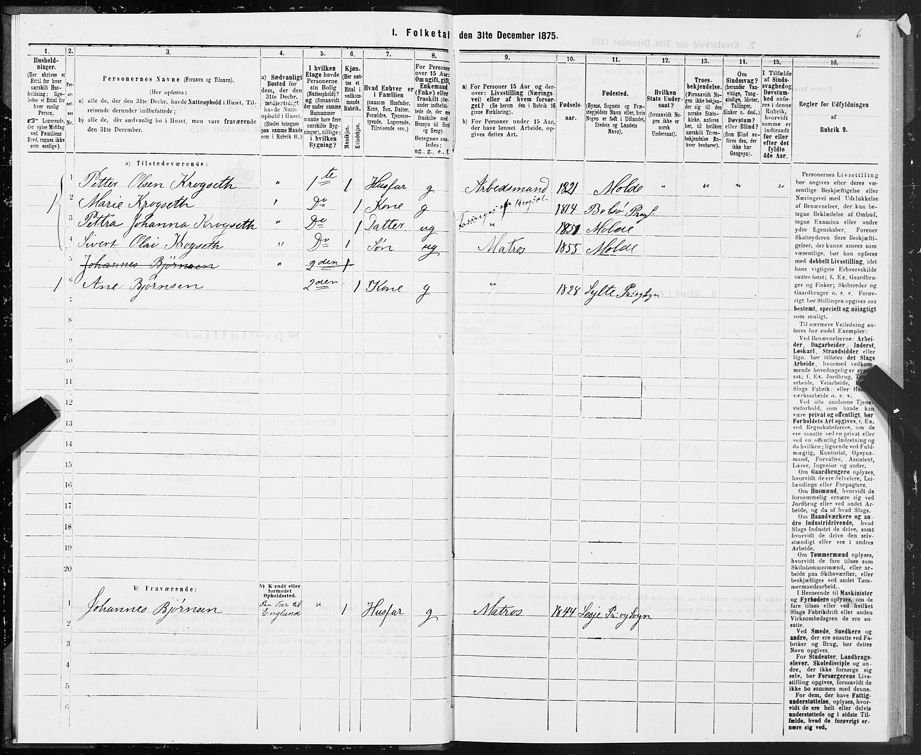 SAT, 1875 census for 1502P Molde, 1875, p. 2006