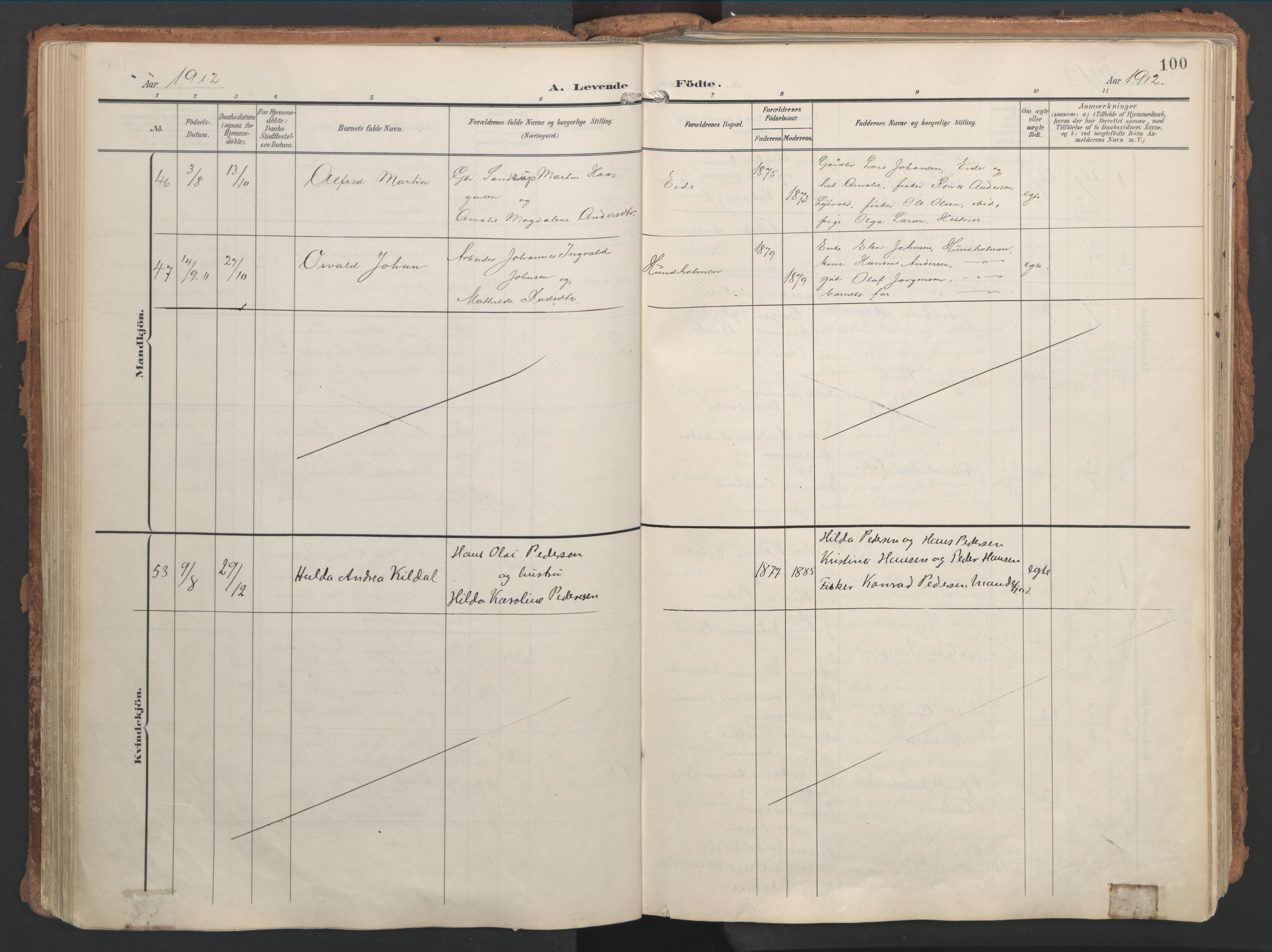 Ministerialprotokoller, klokkerbøker og fødselsregistre - Nordland, AV/SAT-A-1459/861/L0871: Parish register (official) no. 861A06, 1903-1916, p. 100