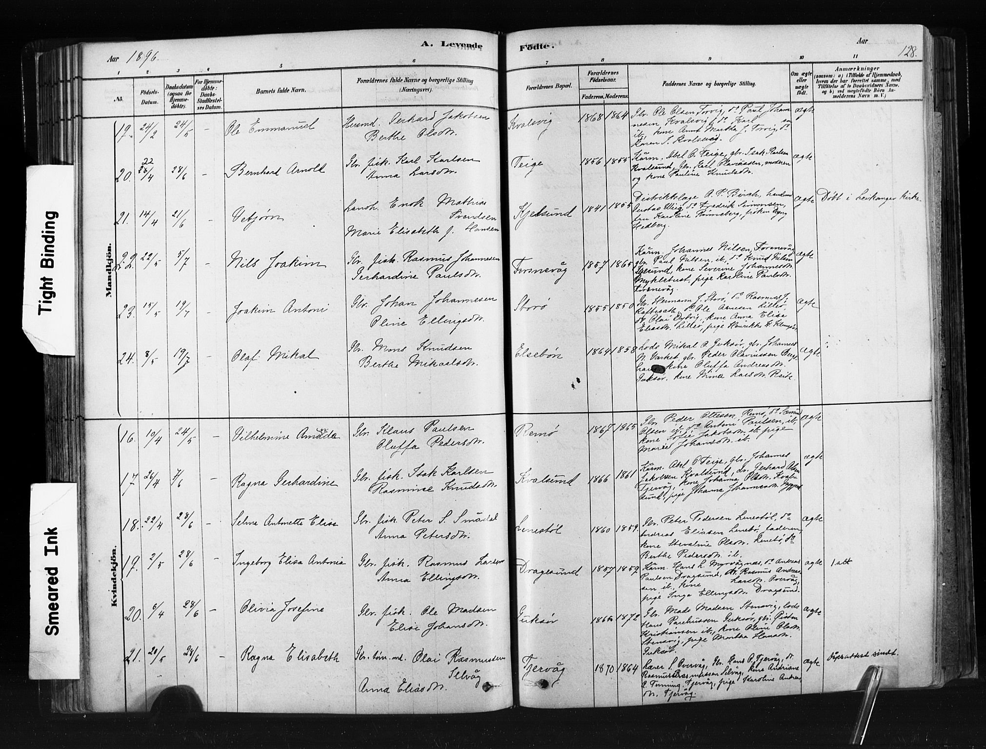 Ministerialprotokoller, klokkerbøker og fødselsregistre - Møre og Romsdal, AV/SAT-A-1454/507/L0073: Parish register (official) no. 507A08, 1878-1904, p. 128