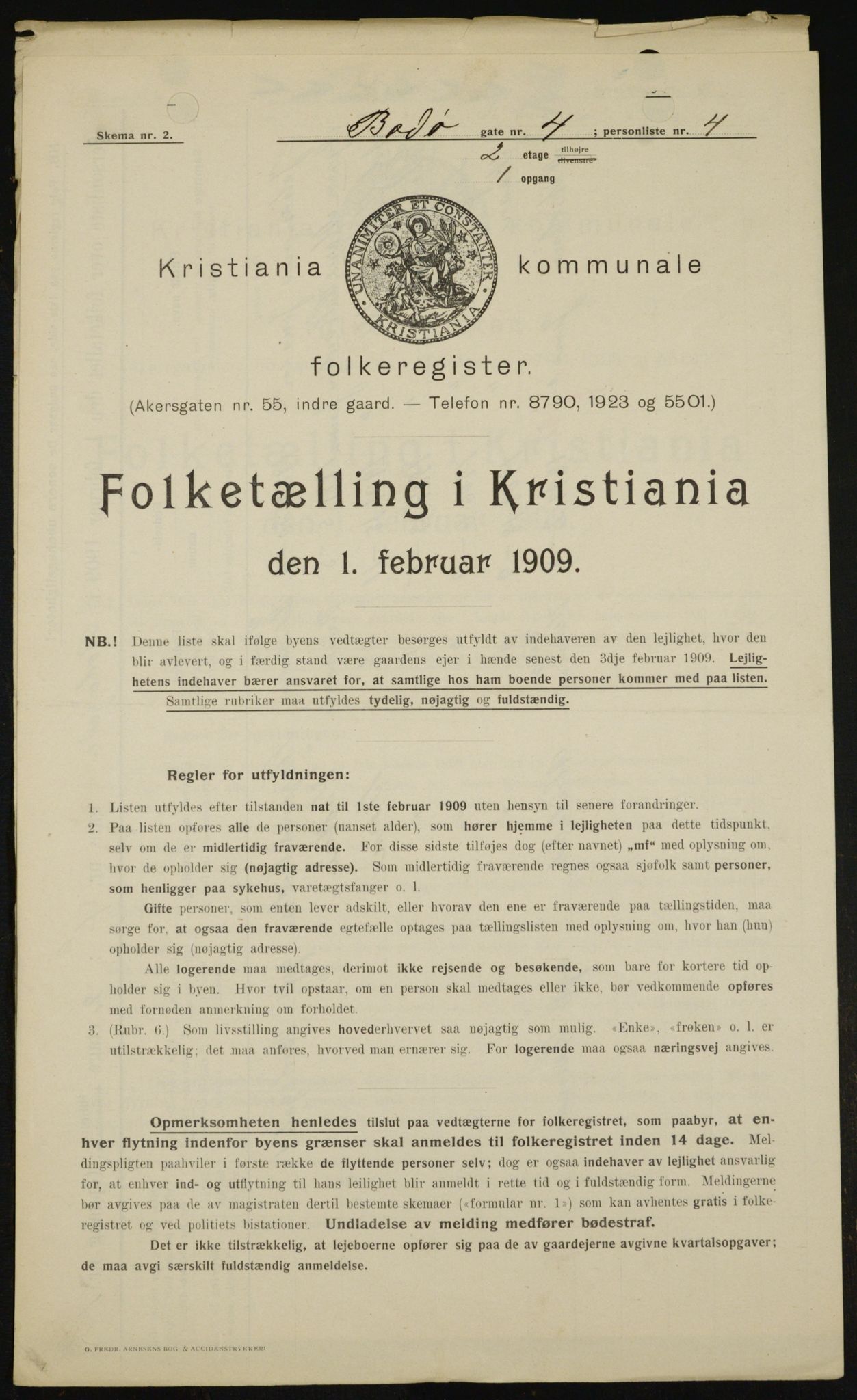 OBA, Municipal Census 1909 for Kristiania, 1909, p. 6276