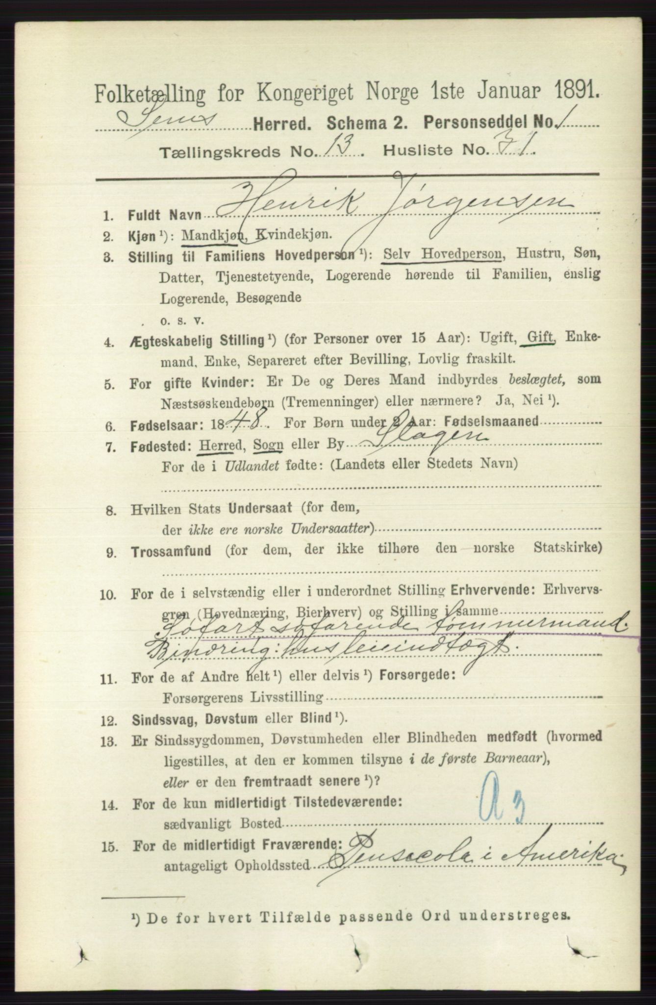 RA, 1891 census for 0721 Sem, 1891, p. 6644