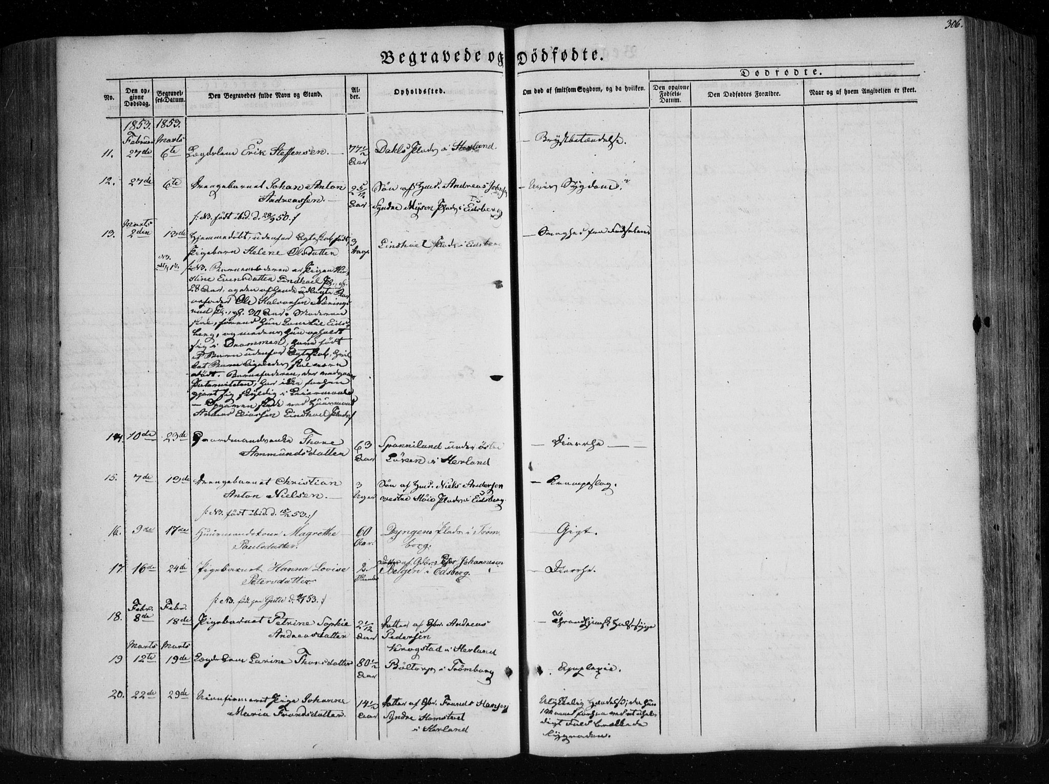 Eidsberg prestekontor Kirkebøker, SAO/A-10905/F/Fa/L0009: Parish register (official) no. I 9, 1849-1856, p. 306