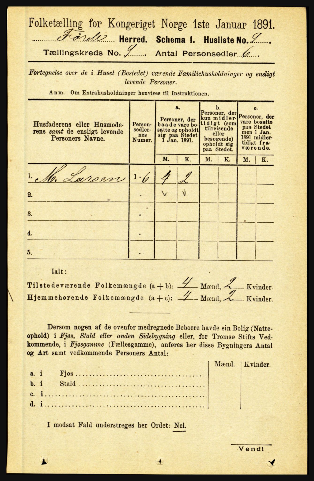 RA, 1891 census for 1432 Førde, 1891, p. 3281