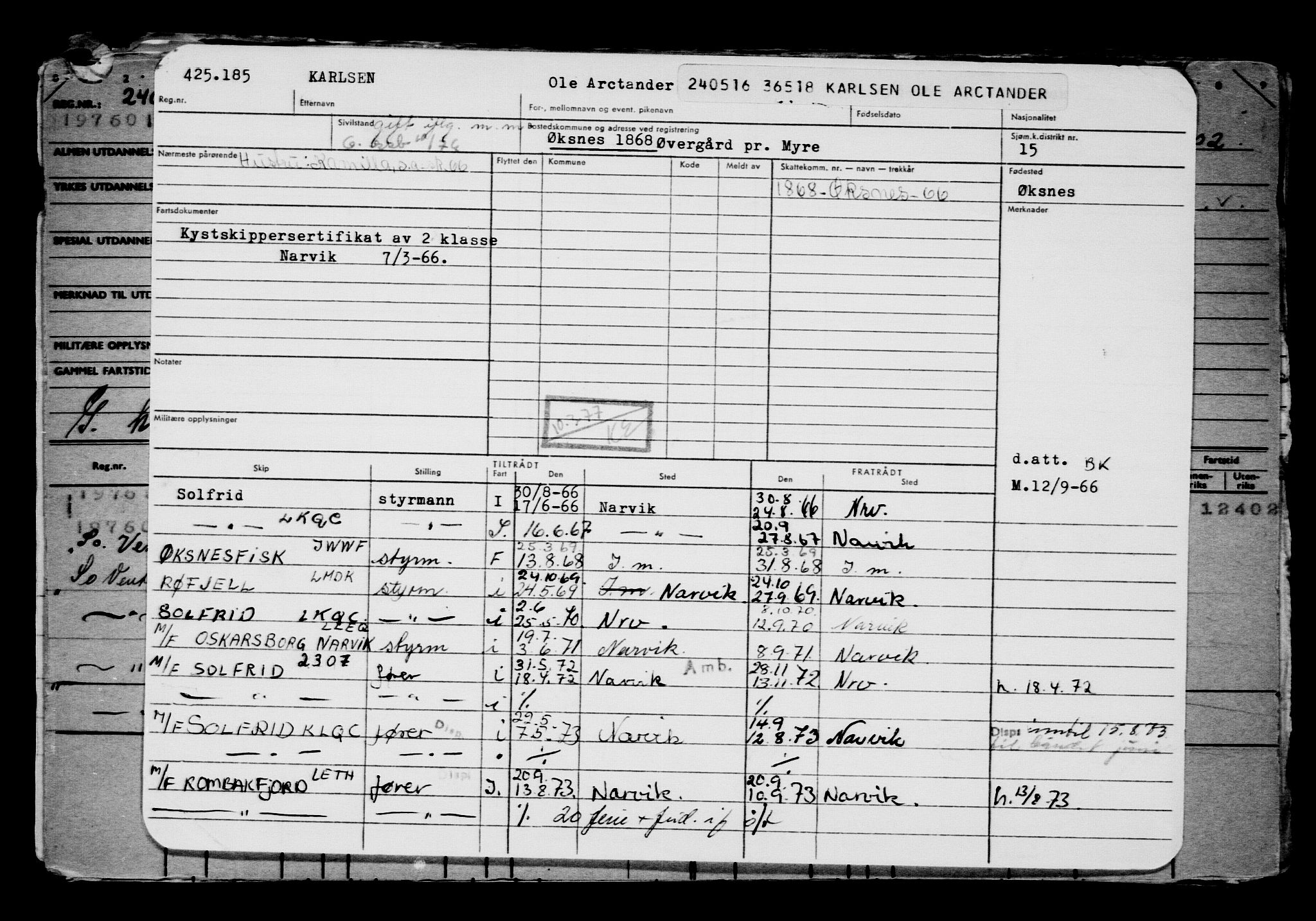 Direktoratet for sjømenn, AV/RA-S-3545/G/Gb/L0139: Hovedkort, 1916, p. 354