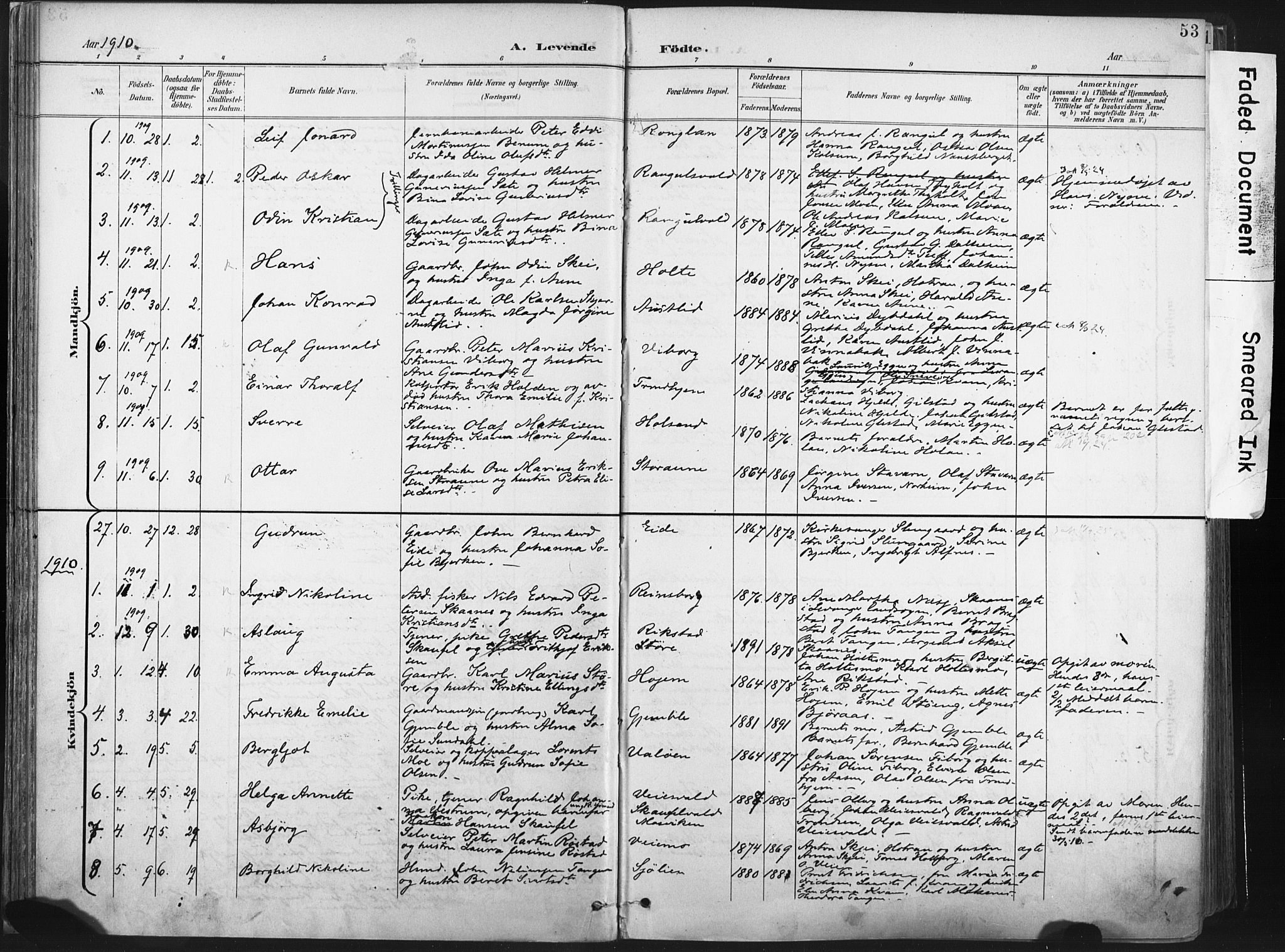 Ministerialprotokoller, klokkerbøker og fødselsregistre - Nord-Trøndelag, AV/SAT-A-1458/717/L0162: Parish register (official) no. 717A12, 1898-1923, p. 53