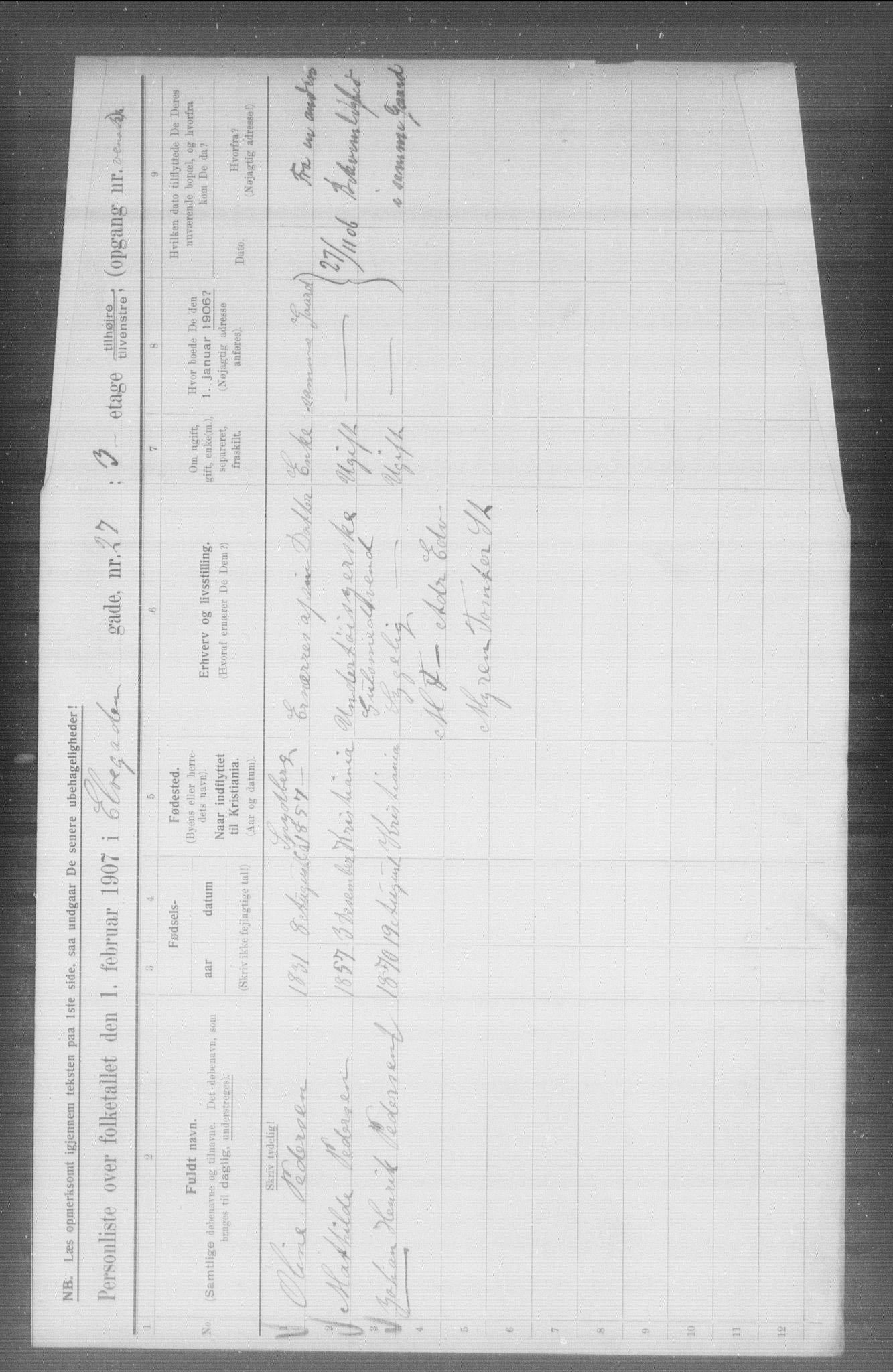 OBA, Municipal Census 1907 for Kristiania, 1907, p. 10568