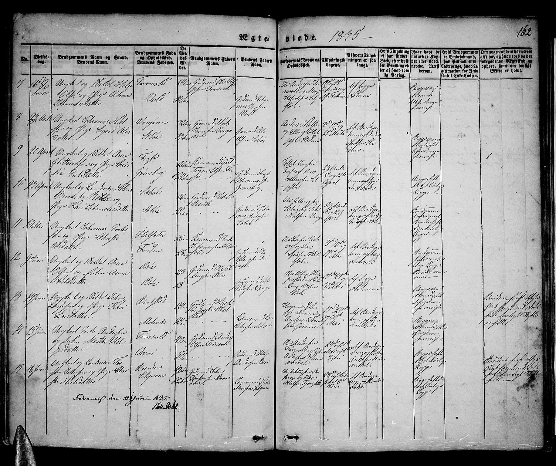 Vik sokneprestembete, SAB/A-81501: Parish register (official) no. A 7, 1831-1845, p. 162