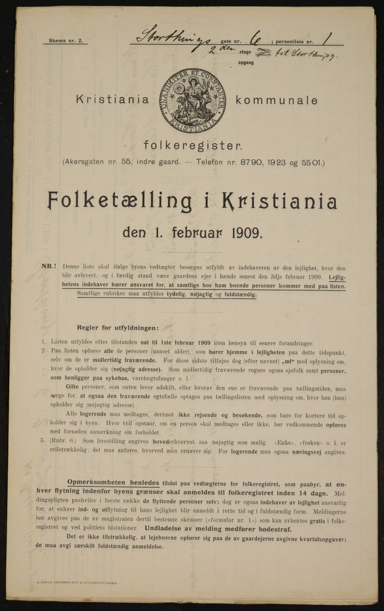 OBA, Municipal Census 1909 for Kristiania, 1909, p. 93595