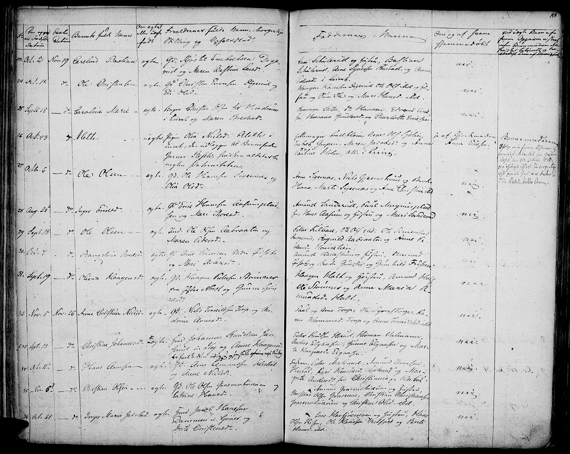 Vinger prestekontor, SAH/PREST-024/H/Ha/Haa/L0007: Parish register (official) no. 7, 1826-1839, p. 154