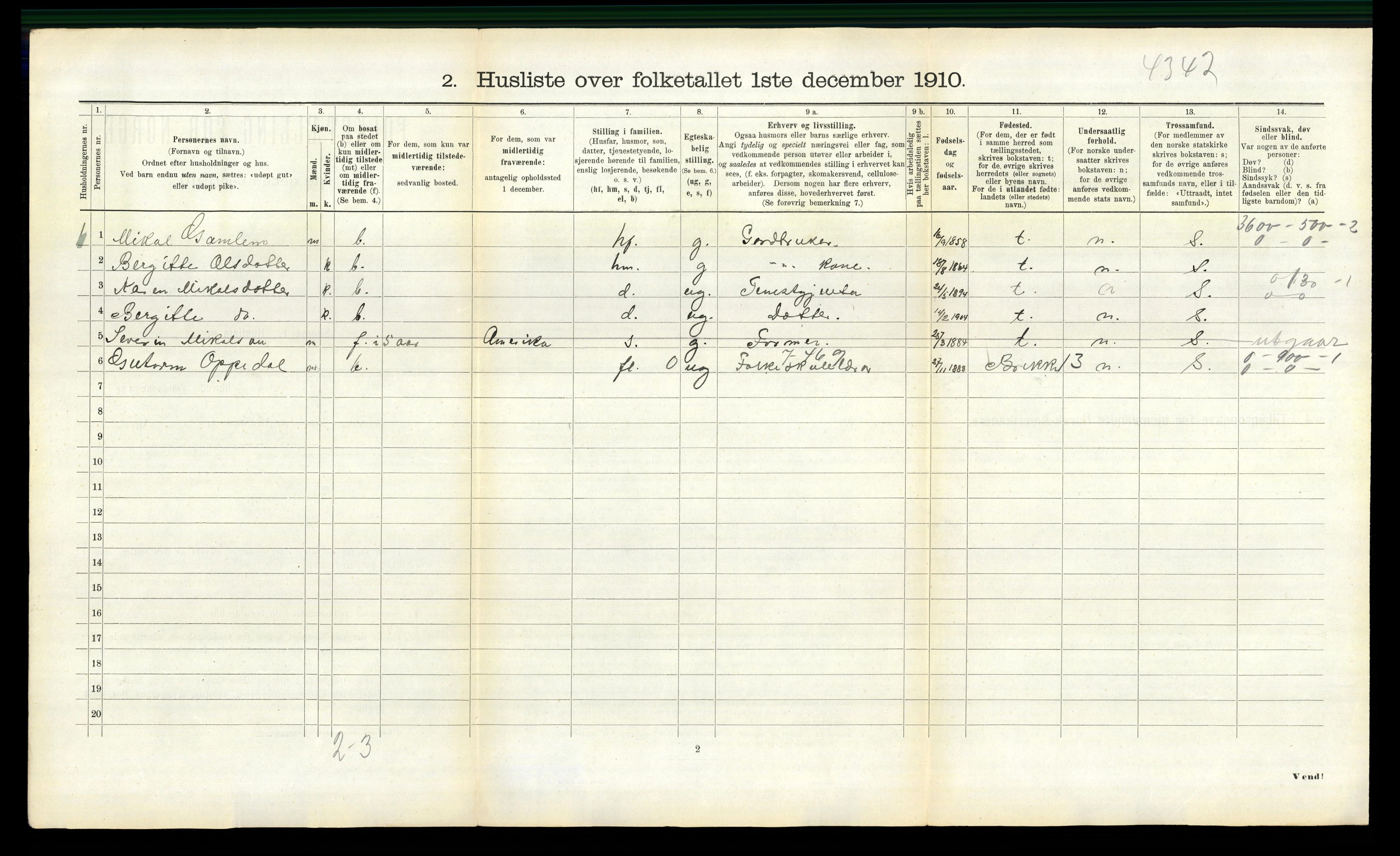 RA, 1910 census for Borgund, 1910, p. 1926