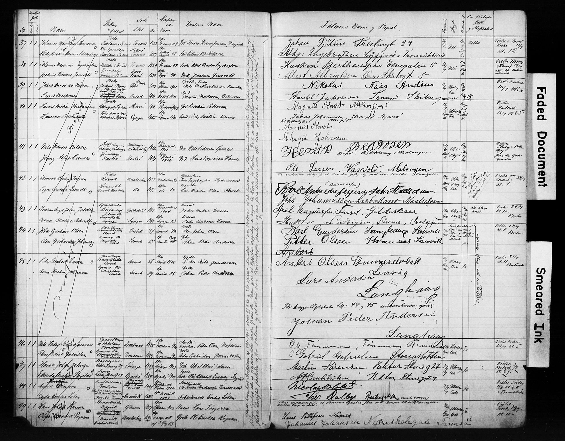 Tromsø sokneprestkontor/stiftsprosti/domprosti, AV/SATØ-S-1343/H/Hc/L0099/0007: Banns register no. 99.7, 1911-1915