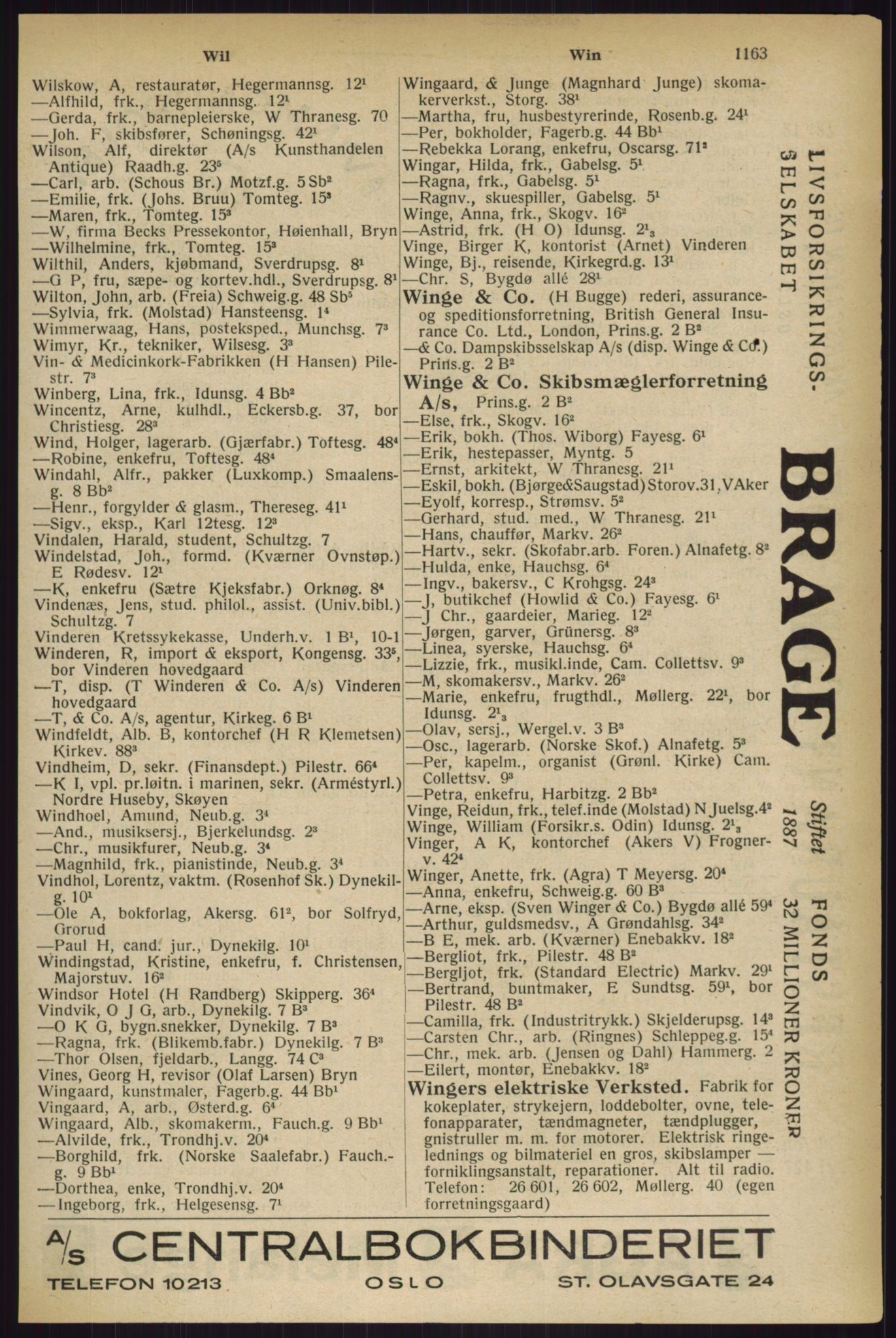 Kristiania/Oslo adressebok, PUBL/-, 1927, p. 1163