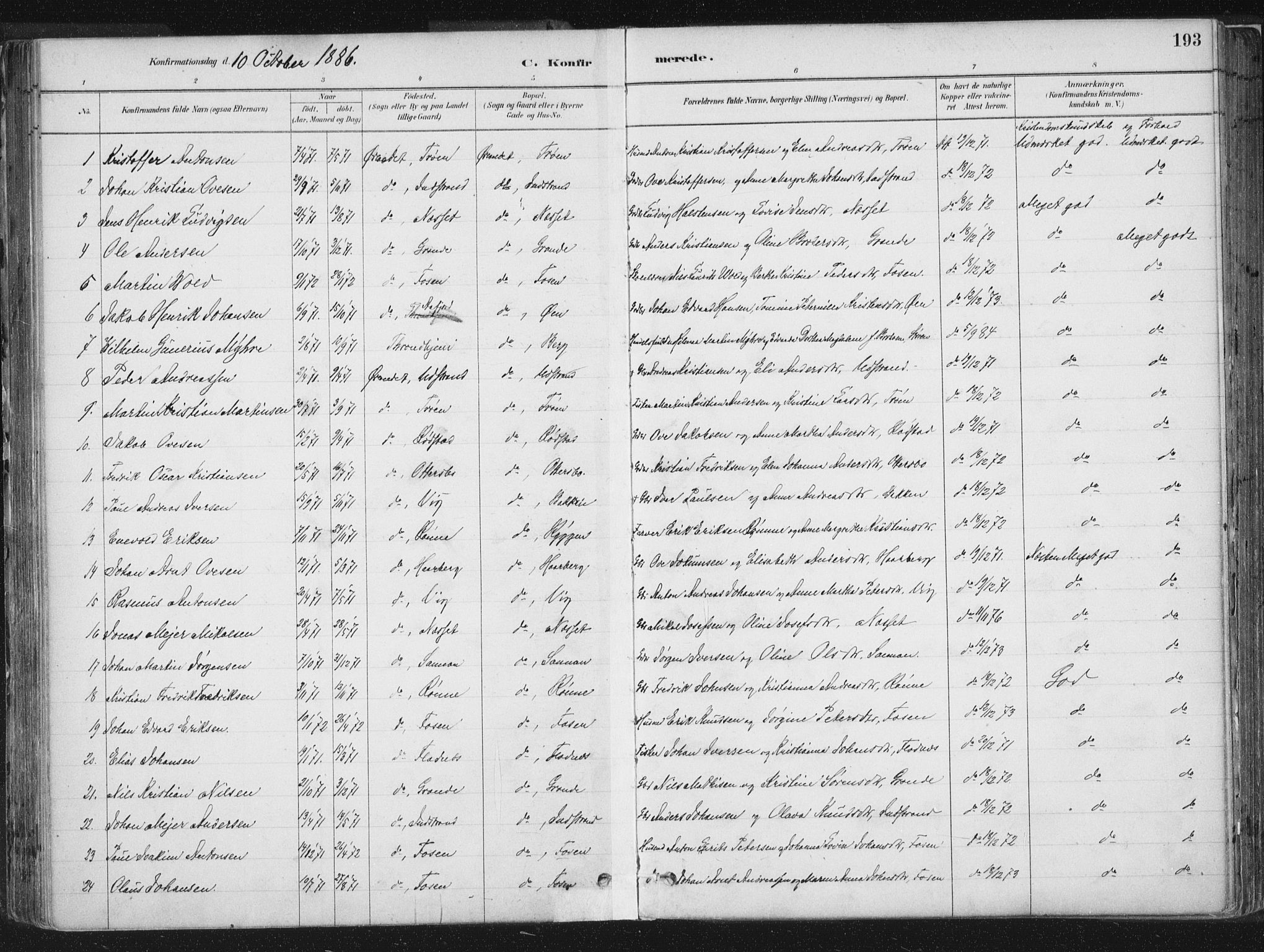 Ministerialprotokoller, klokkerbøker og fødselsregistre - Sør-Trøndelag, SAT/A-1456/659/L0739: Parish register (official) no. 659A09, 1879-1893, p. 193