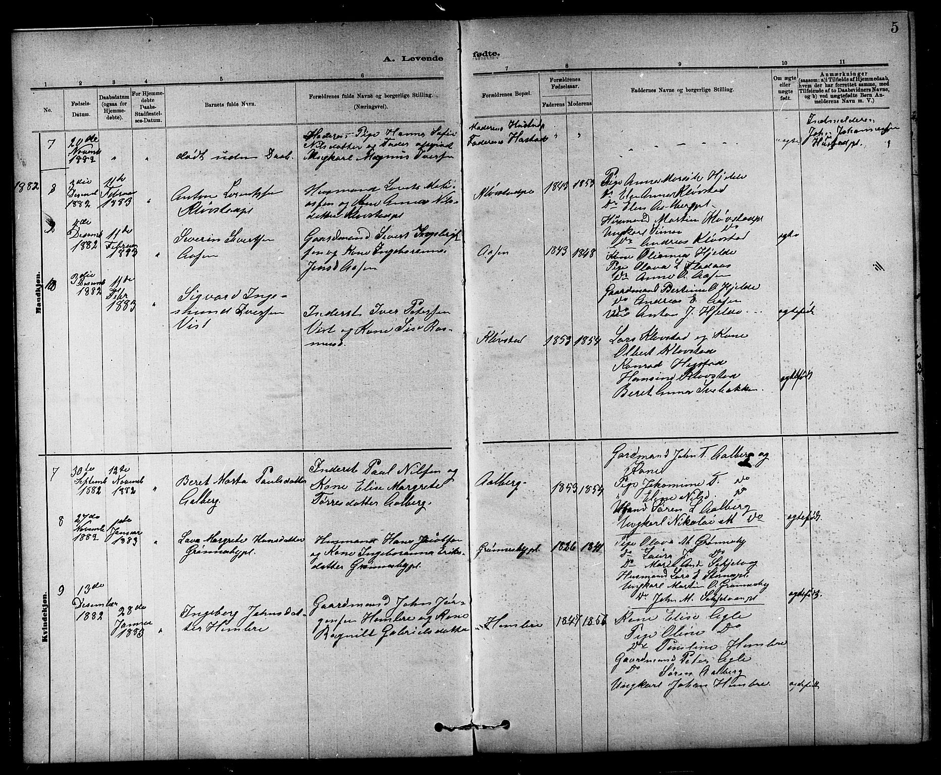 Ministerialprotokoller, klokkerbøker og fødselsregistre - Nord-Trøndelag, SAT/A-1458/732/L0318: Parish register (copy) no. 732C02, 1881-1911, p. 5