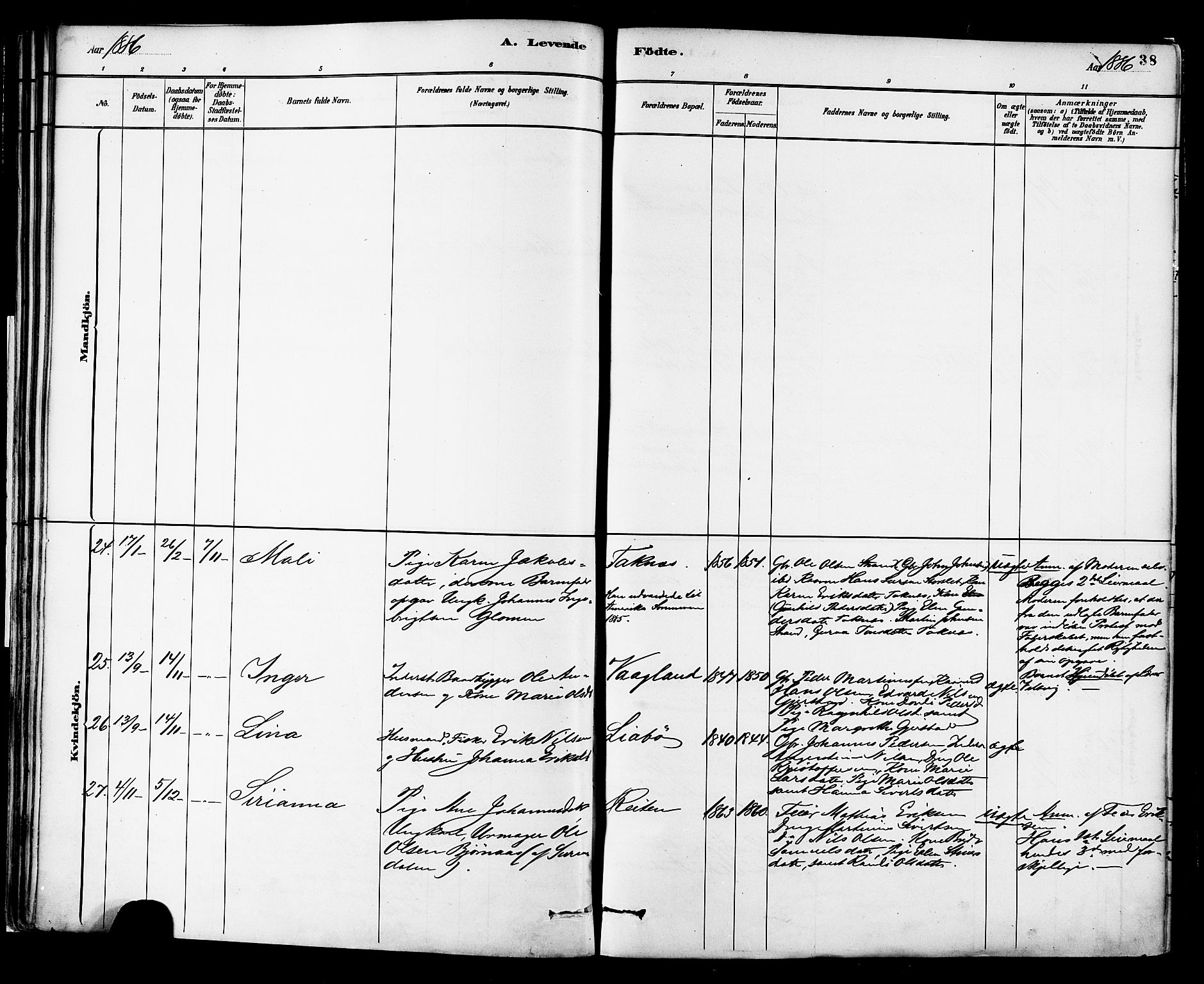 Ministerialprotokoller, klokkerbøker og fødselsregistre - Møre og Romsdal, AV/SAT-A-1454/576/L0885: Parish register (official) no. 576A03, 1880-1898, p. 38