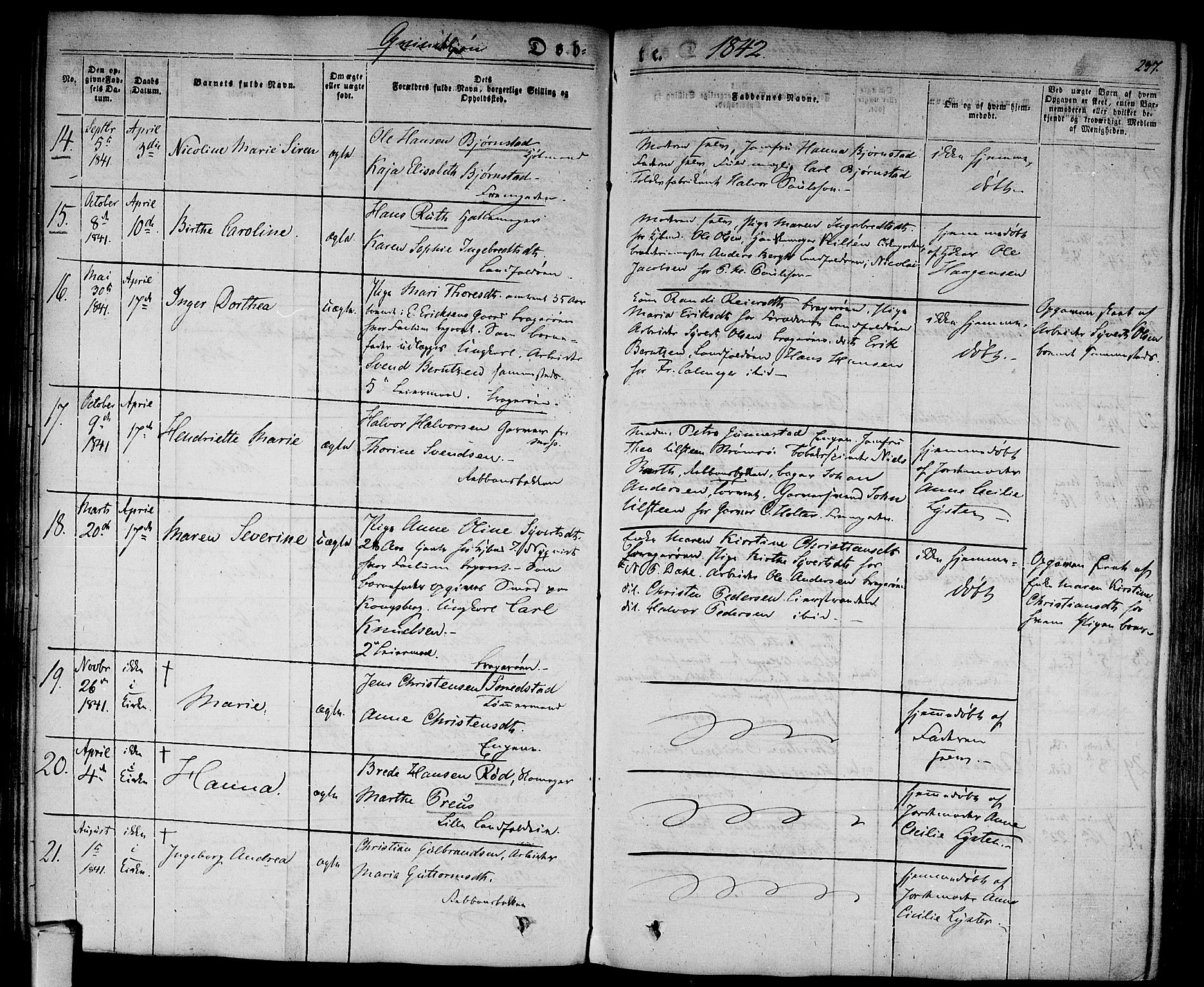 Bragernes kirkebøker, SAKO/A-6/F/Fb/L0001: Parish register (official) no. II 1, 1830-1847, p. 237