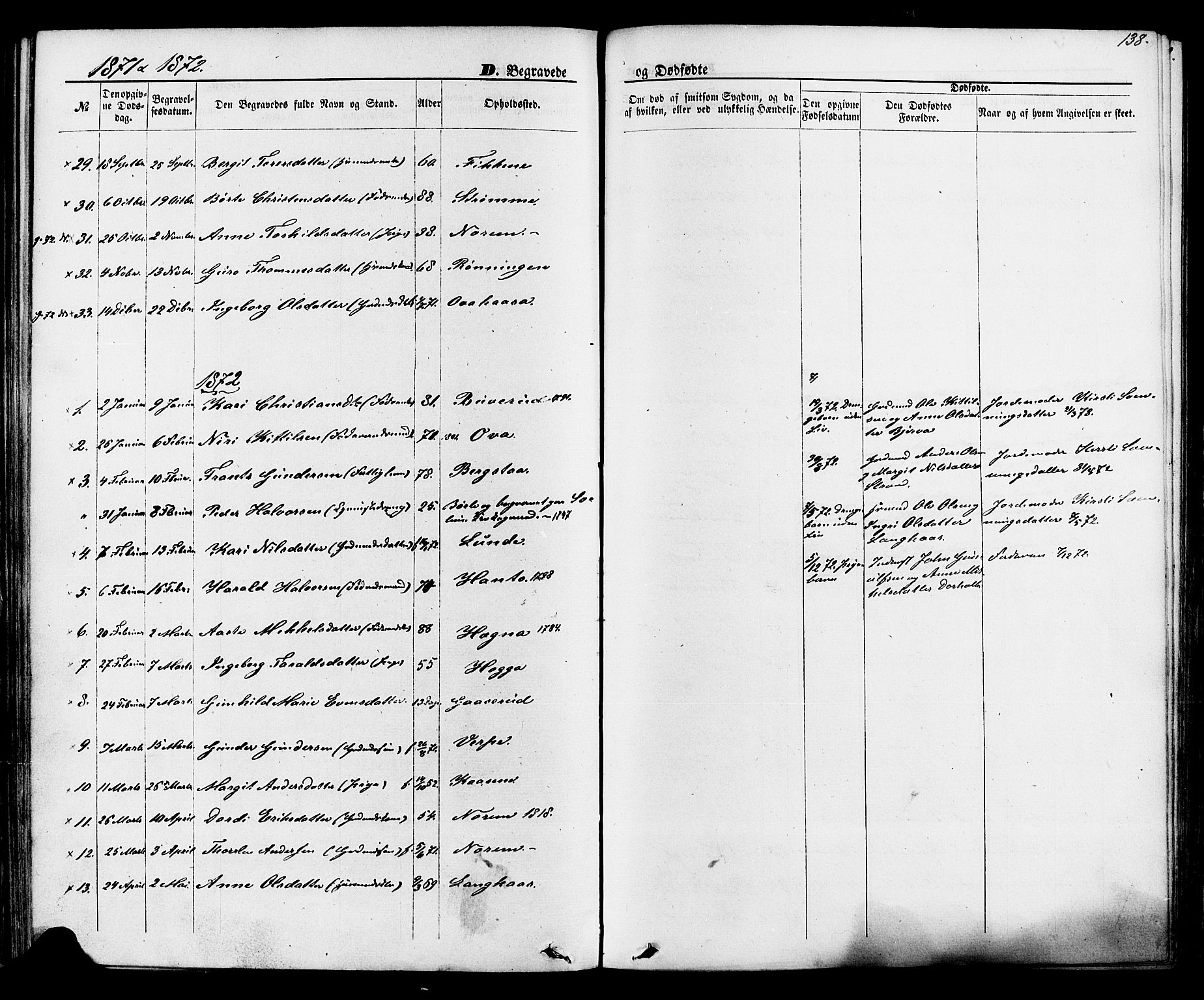 Lunde kirkebøker, SAKO/A-282/F/Fa/L0001: Parish register (official) no. I 1, 1866-1883, p. 138