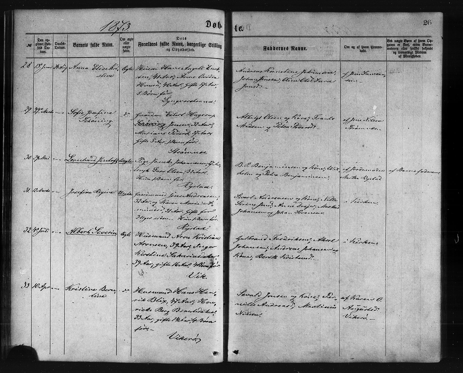Ministerialprotokoller, klokkerbøker og fødselsregistre - Nordland, SAT/A-1459/876/L1096: Parish register (official) no. 876A02, 1870-1886, p. 26