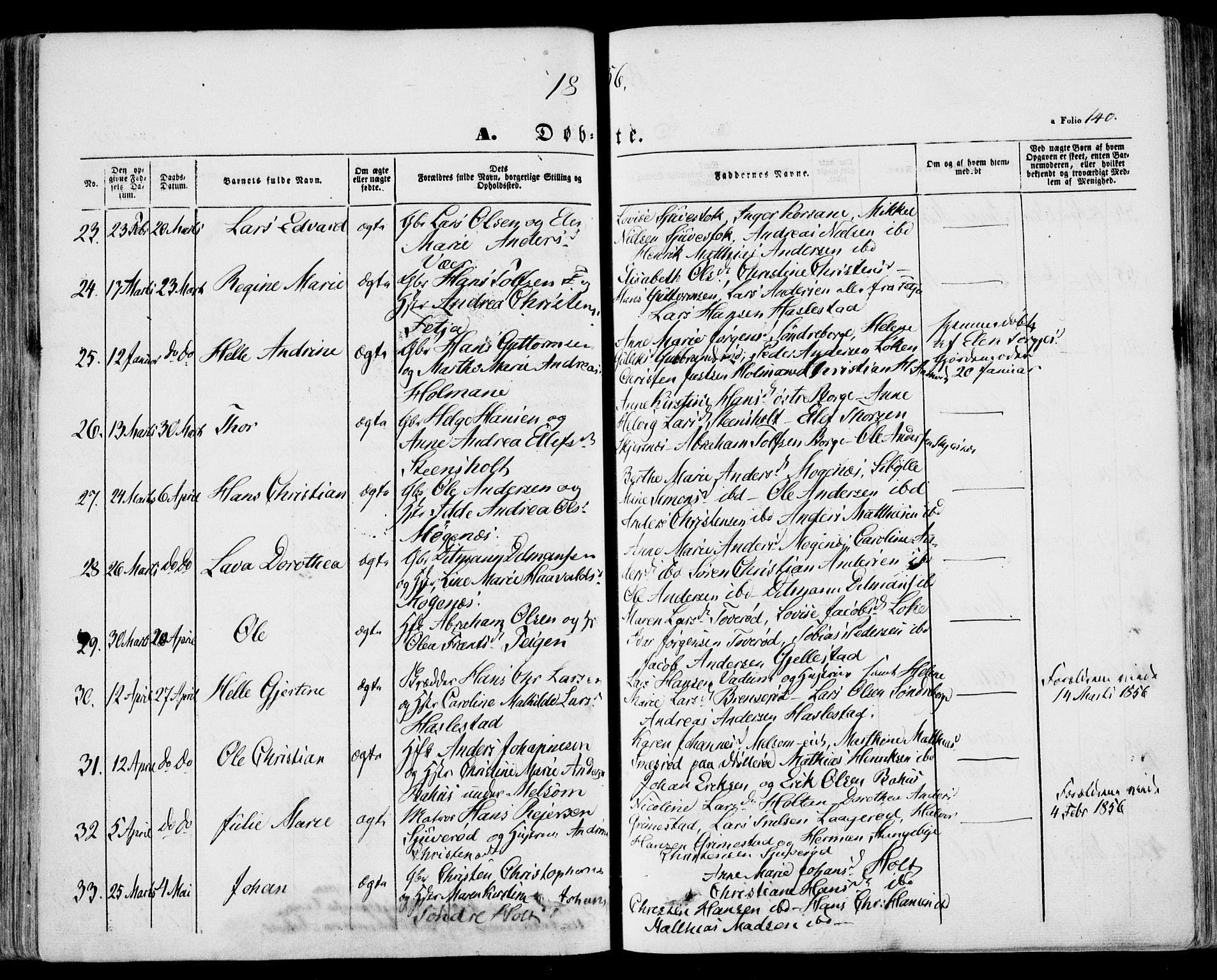 Stokke kirkebøker, AV/SAKO-A-320/F/Fa/L0007: Parish register (official) no. I 7, 1844-1857, p. 140